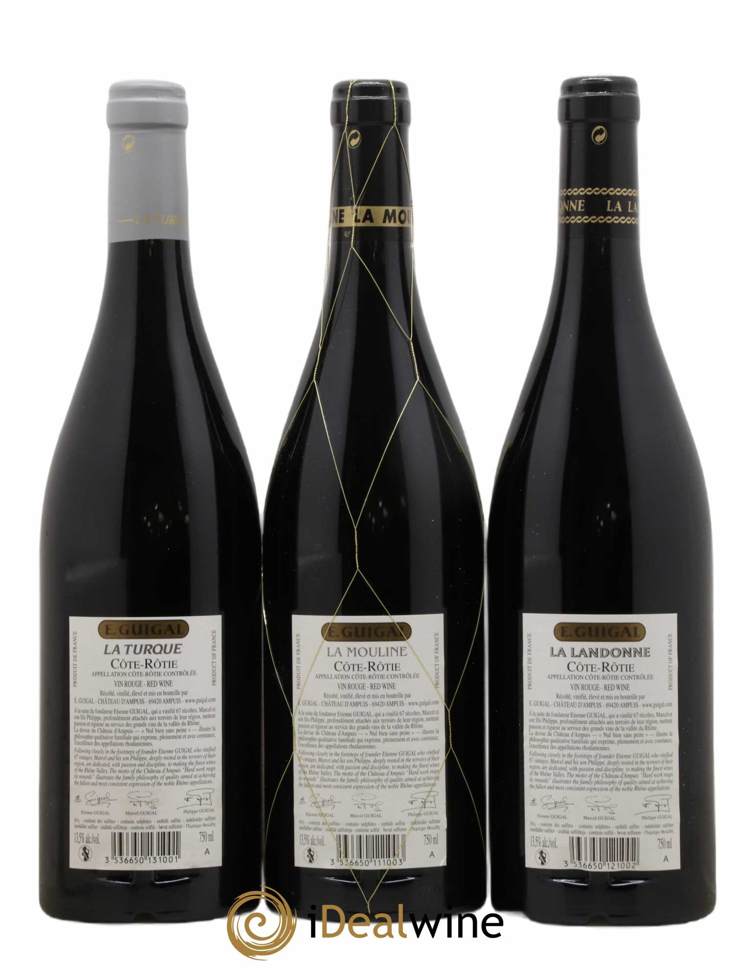 Côte-Rôtie Guigal Trilogie La Turque - La Landonne - La Mouline 2016 - Lot de 3 bouteilles - 1