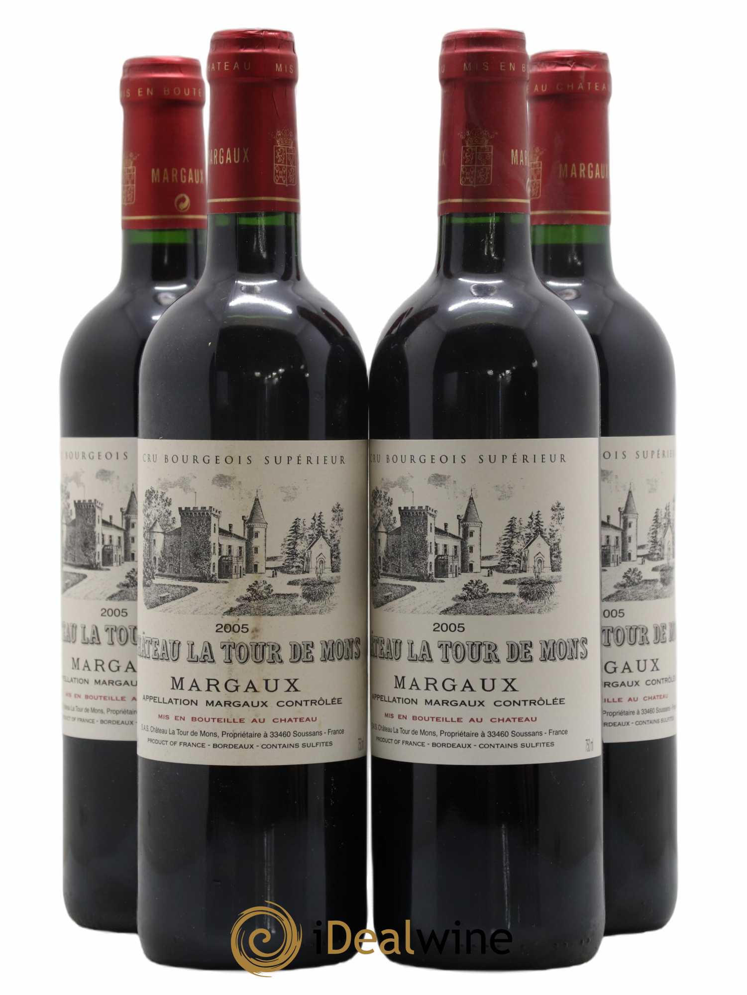 Château la Tour de Mons Cru Bourgeois 2005 - Lot de 4 bouteilles - 0