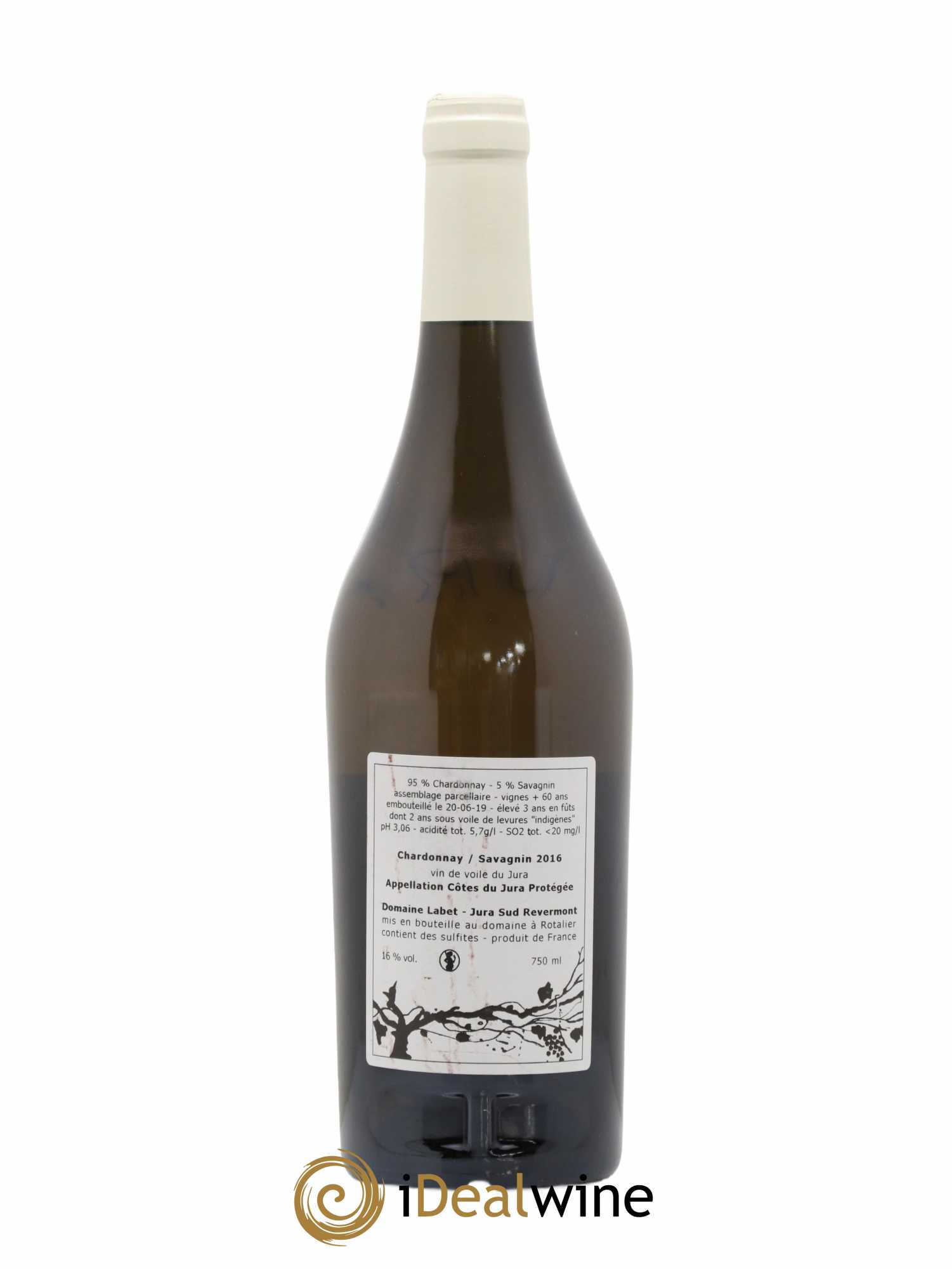Côtes du Jura Vin de Voile Chardonnay-Savagnin cuvée de garde Romain - Julien - Charline Labet 2016 - Lot de 1 bouteille - 1