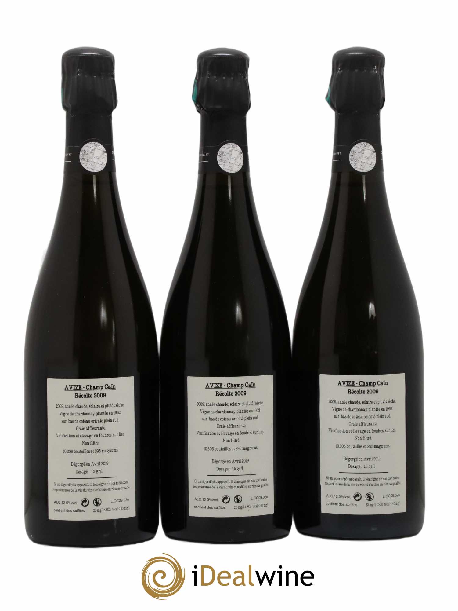 Avize Champ Caïn Extra-Brut Jacquesson 2009 - Lot de 3 bouteilles - 1