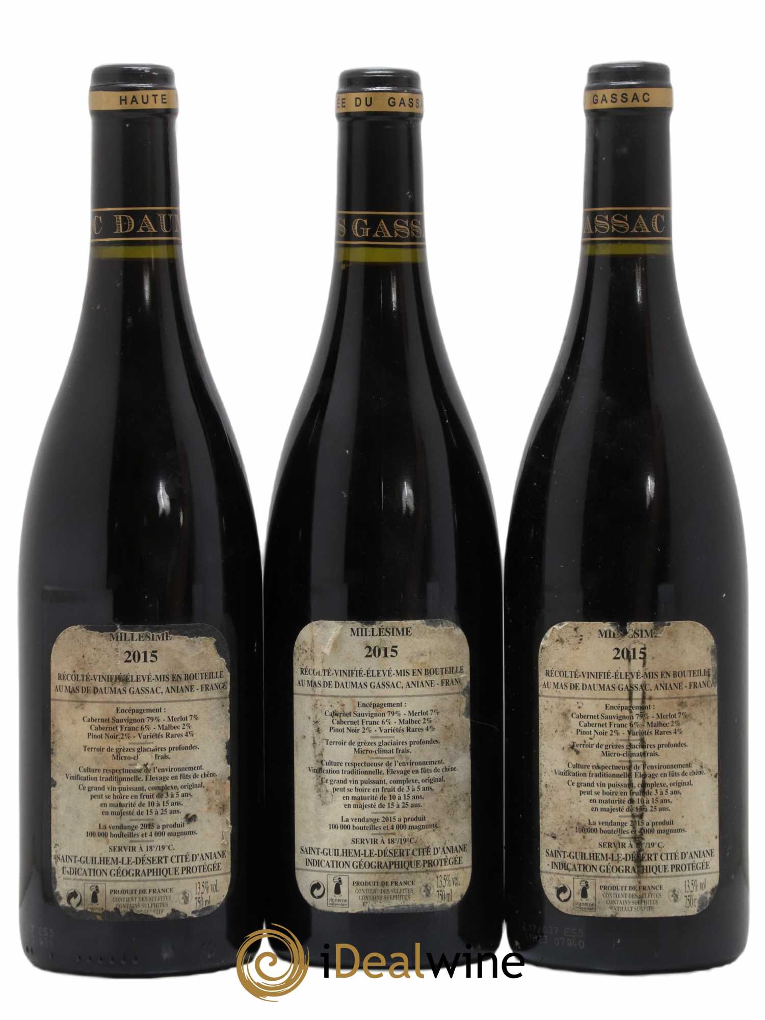 Saint-Guilhem-le-Désert - Cité d'Aniane Mas Daumas Gassac Famille Guibert de La Vaissière 2015 - Lot de 3 bouteilles - 1