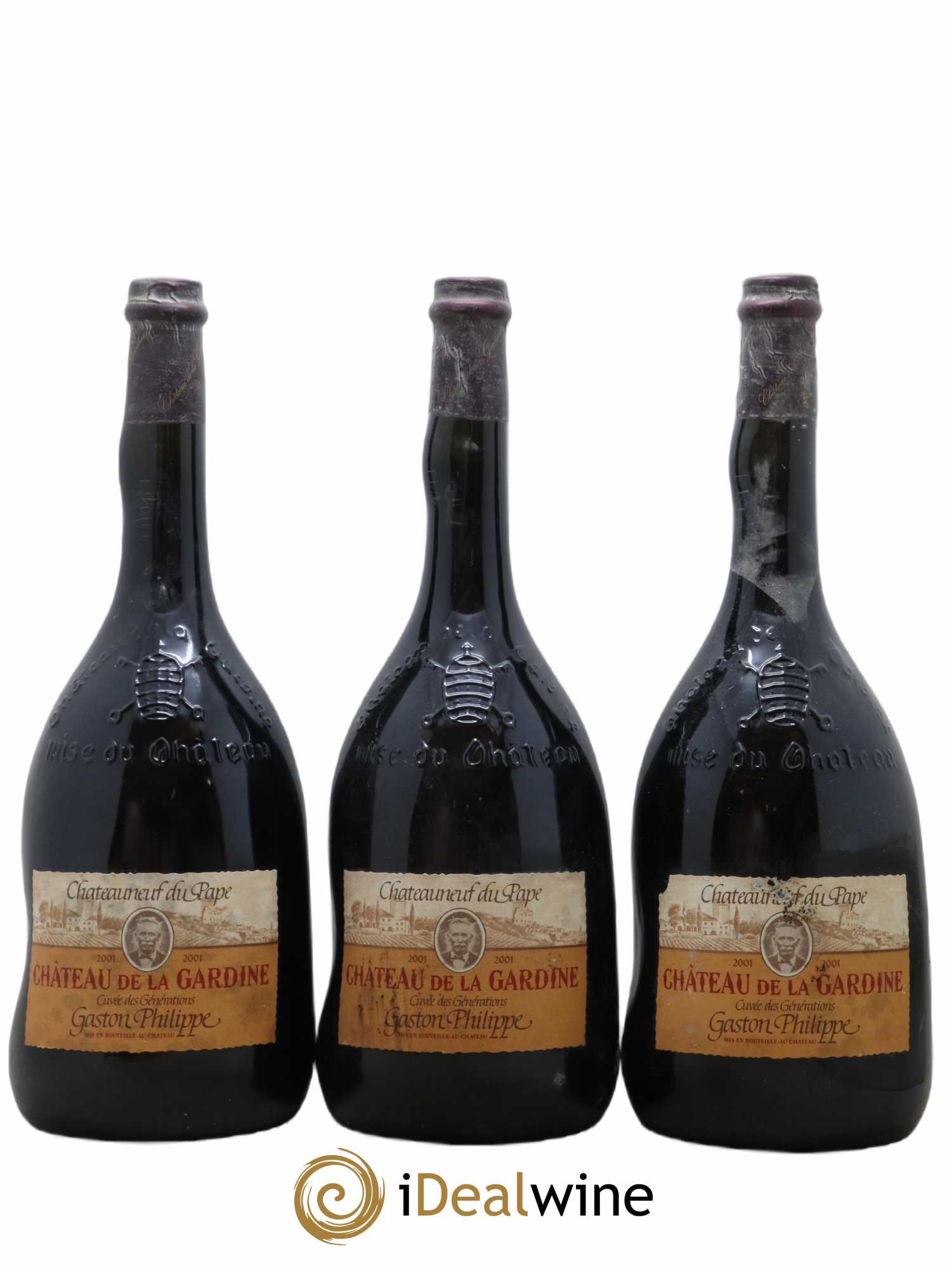 Châteauneuf-du-Pape Château de La Gardine Cuvée des Générations Gaston Philippe Famille Brunel 2001 - Lot de 3 magnums - 0