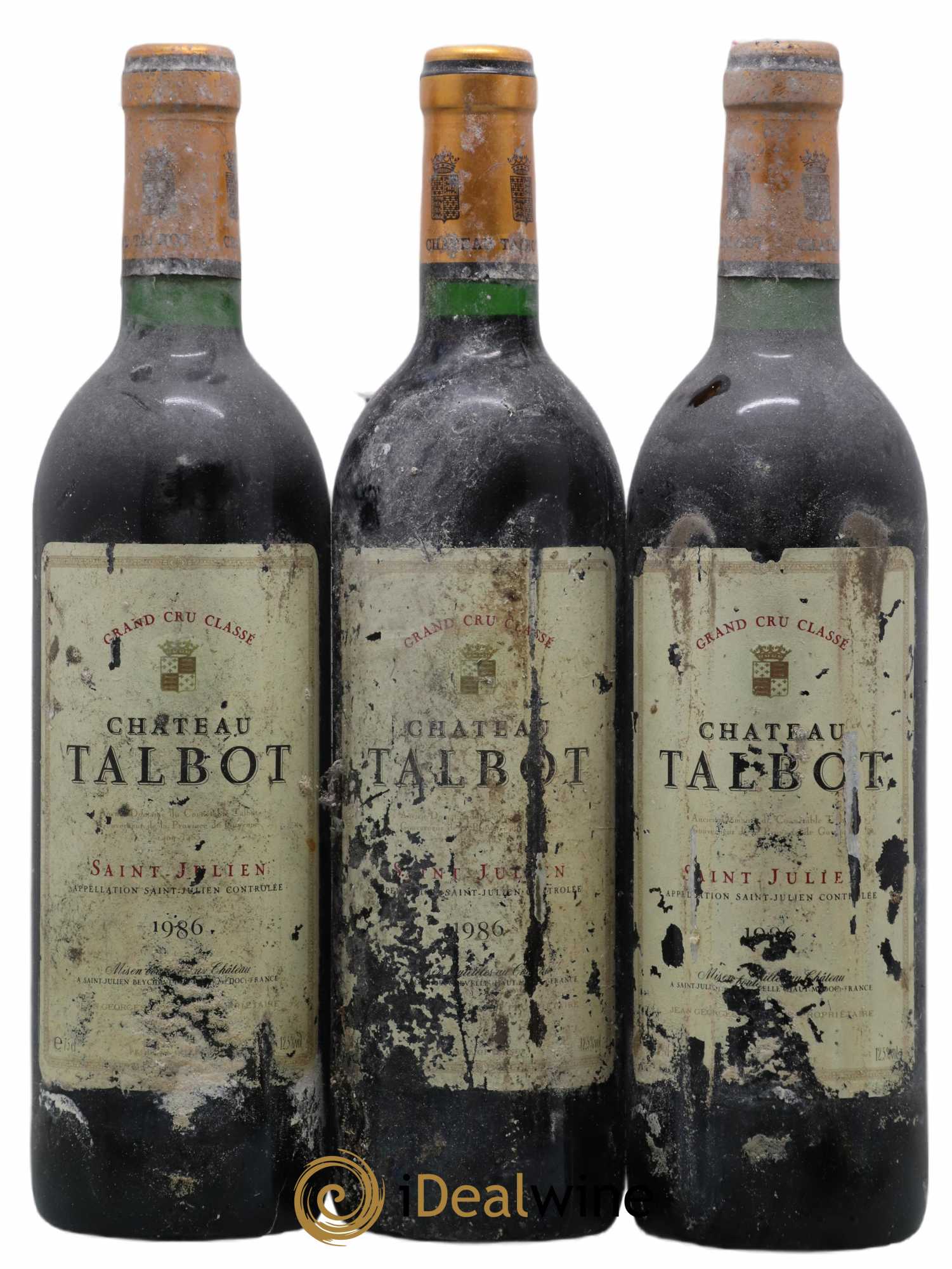 Château Talbot 4ème Grand Cru Classé 1986 - Lot de 3 bouteilles - 0