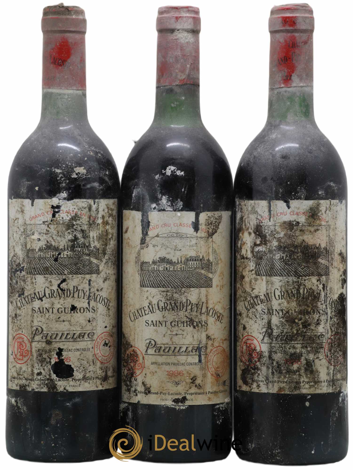 Château Grand Puy Lacoste 5ème Grand Cru Classé 1986 - Lot de 3 bouteilles - 0