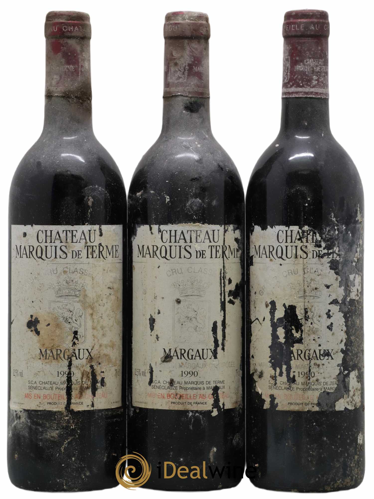 Château Marquis de Terme 4ème Grand Cru Classé 1990 - Lot de 3 bouteilles - 0