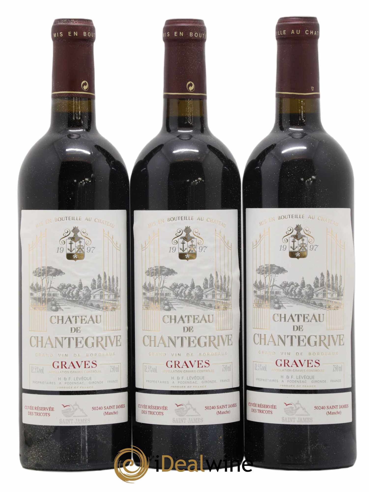 Château de Chantegrive Cuvée Réservée des Tricots Saint James 1997 - Lot de 6 bouteilles - 1