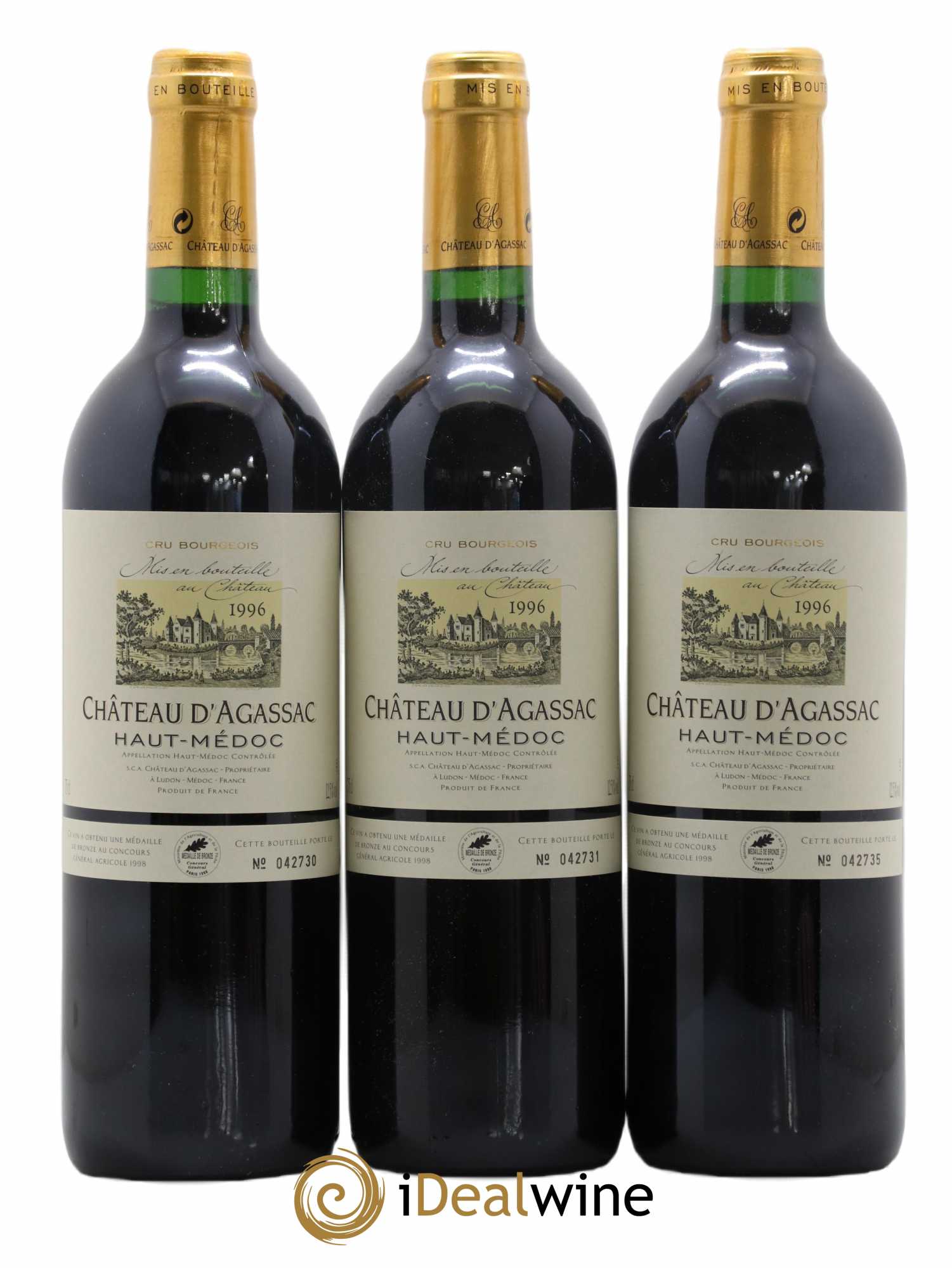 Château d' Agassac Cru Bourgeois 1996 - Lot de 3 bouteilles - 0