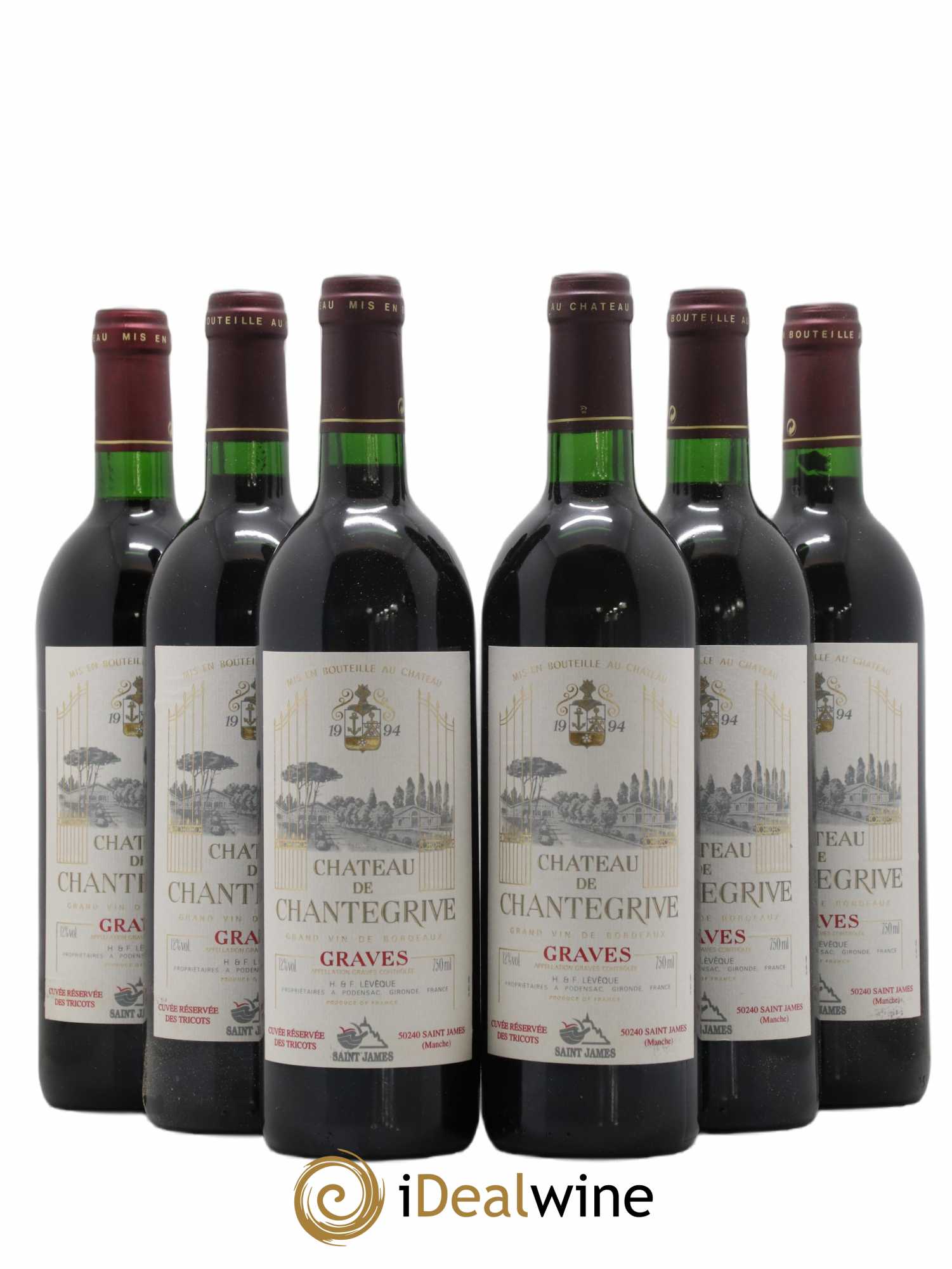 Château de Chantegrive Cuvée Réservée des Tricots Saint James 1994 - Lot de 6 bouteilles - 0