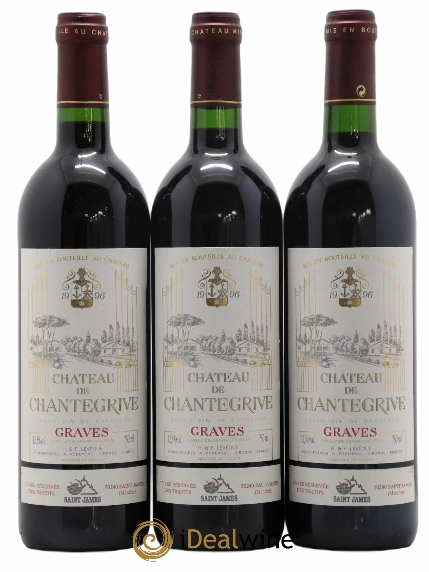 Château de Chantegrive Cuvée Réservée des Tricots Saint James 1996 - Lot de 6 bouteilles - 1