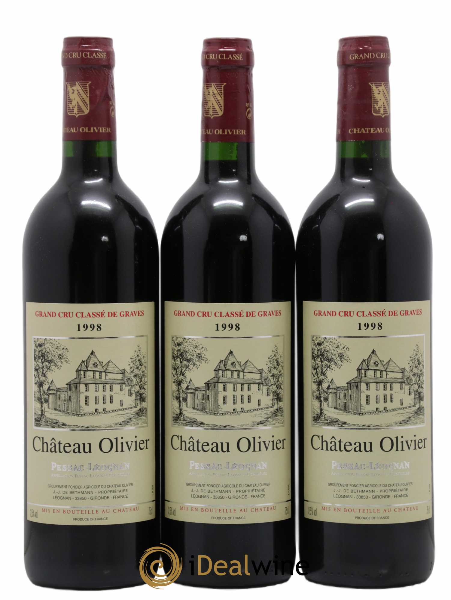 Château Olivier Cru Classé de Graves 1998 - Lot de 12 bouteilles - 1