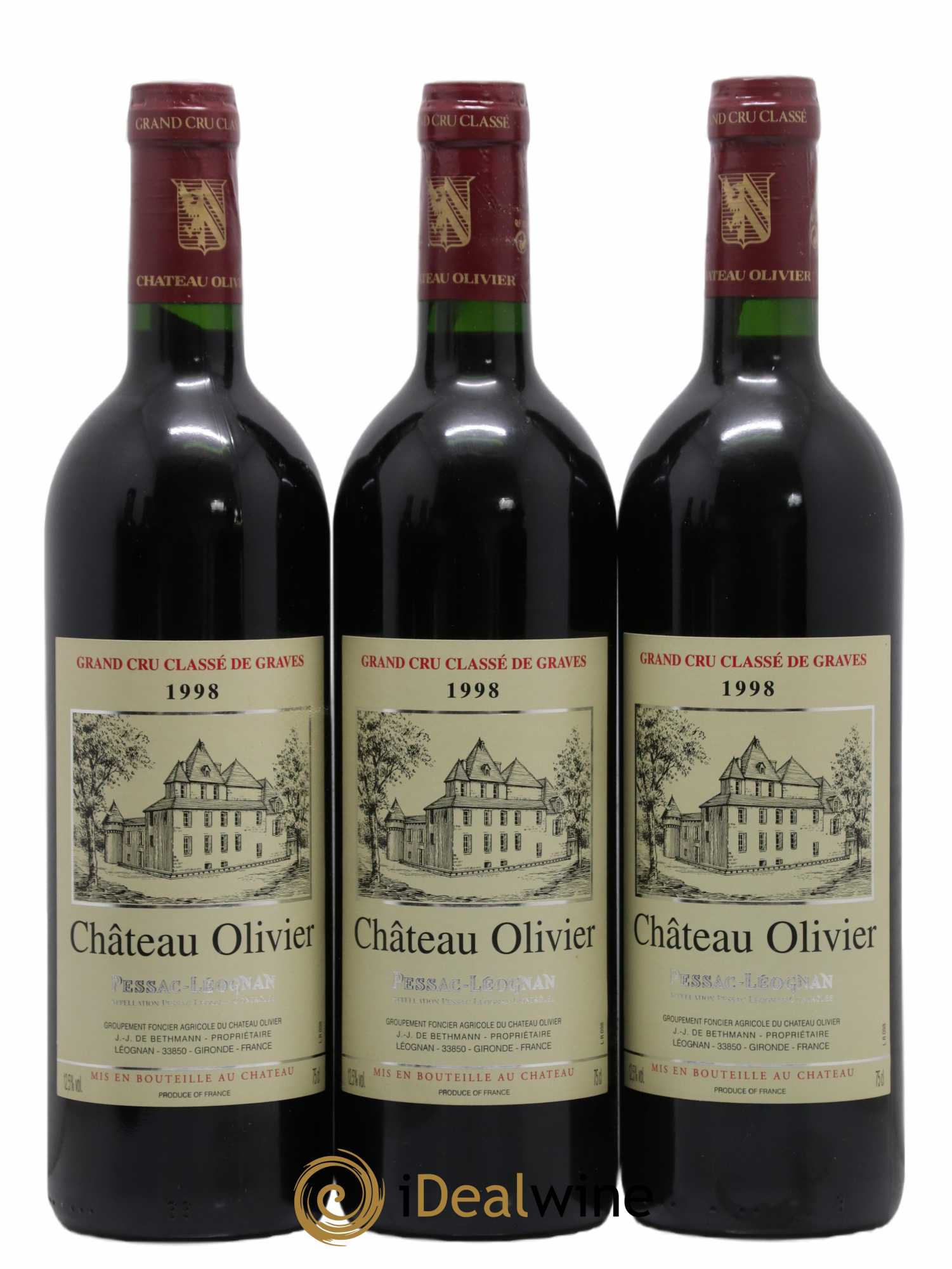 Château Olivier Cru Classé de Graves 1998 - Lot de 12 bouteilles - 1