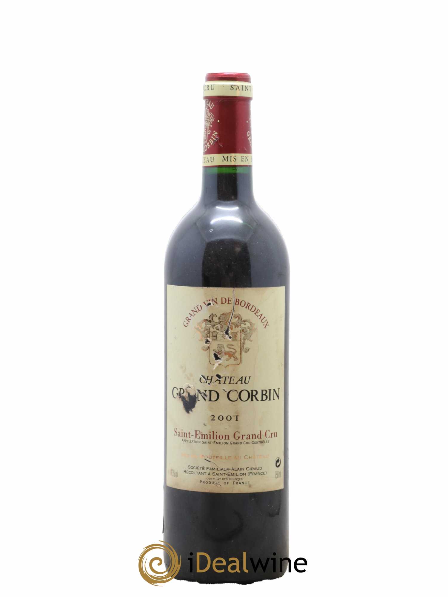 Château Grand Corbin Grand Cru Classé 2001 - Lot de 1 bouteille - 0