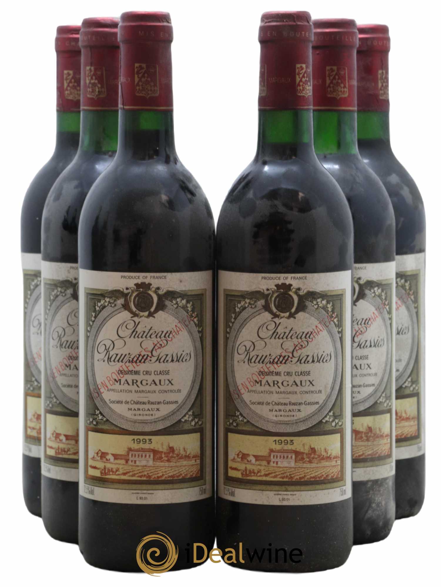 Château Rauzan-Gassies 2ème Grand Cru Classé 1993 - Lot de 6 bouteilles - 0
