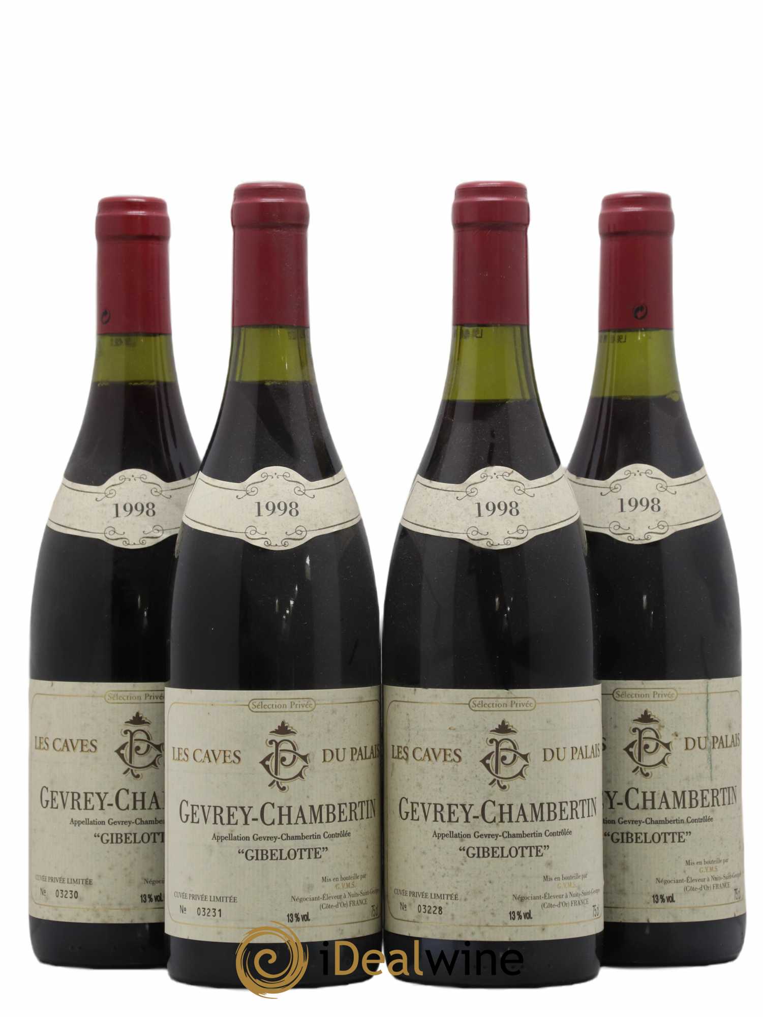 Gevrey-Chambertin Gibelotte Les Caves Du Palais 1998 - Lot de 4 bouteilles - 0
