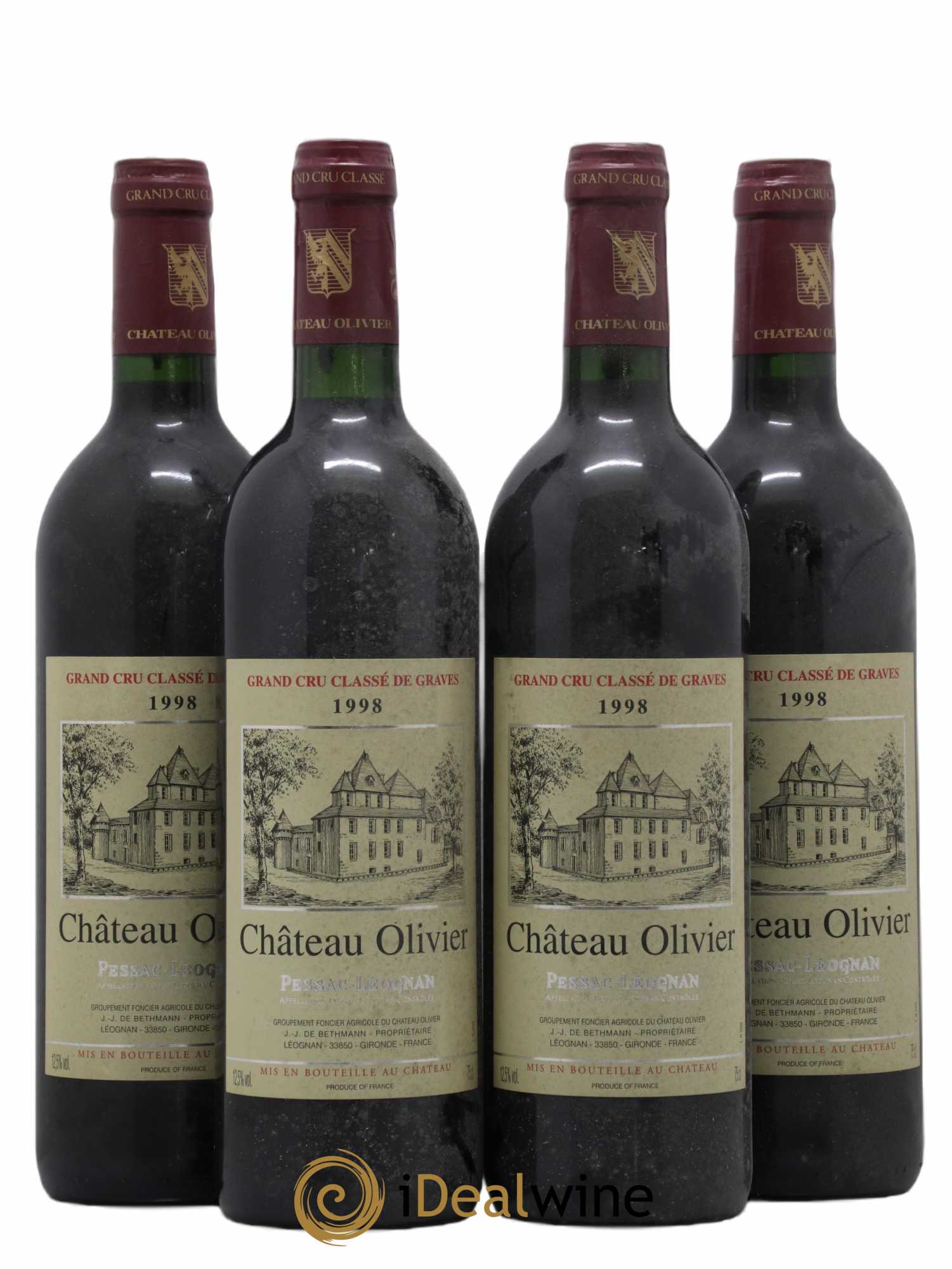 Château Olivier Cru Classé de Graves 1998 - Lot de 4 bouteilles - 0