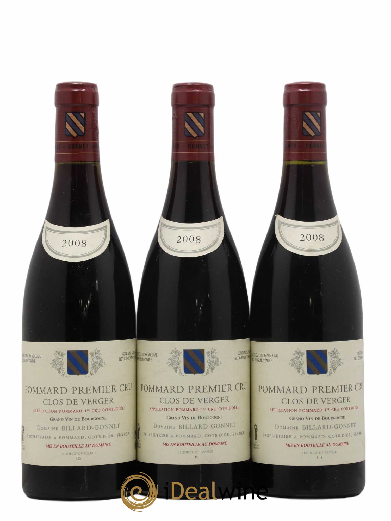 Pommard 1er Cru Clos De Verger Billard Gonnet 2008 - Lot de 3 bouteilles - 0