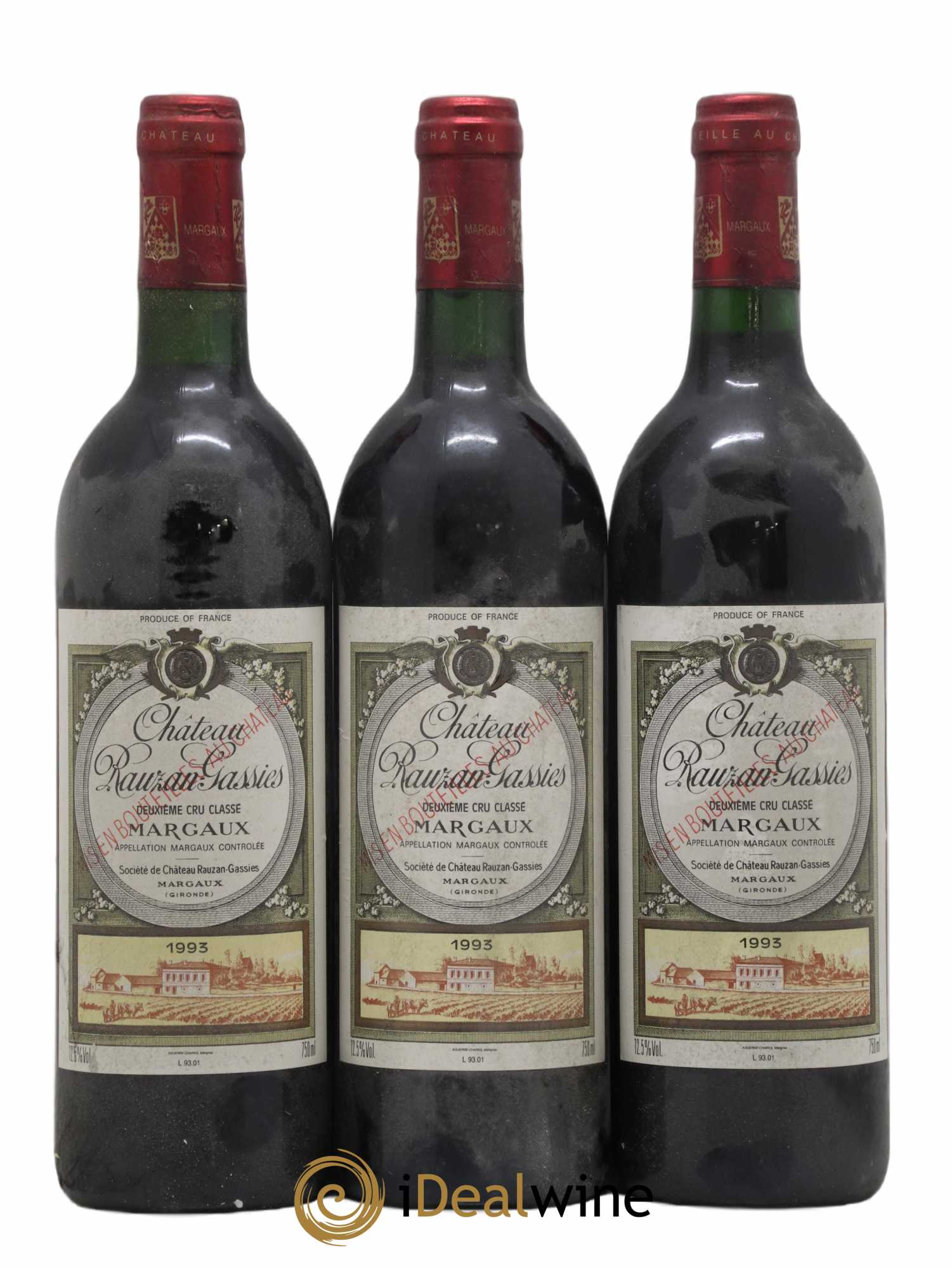 Château Rauzan-Gassies 2ème Grand Cru Classé 1993 - Lot de 3 bouteilles - 0