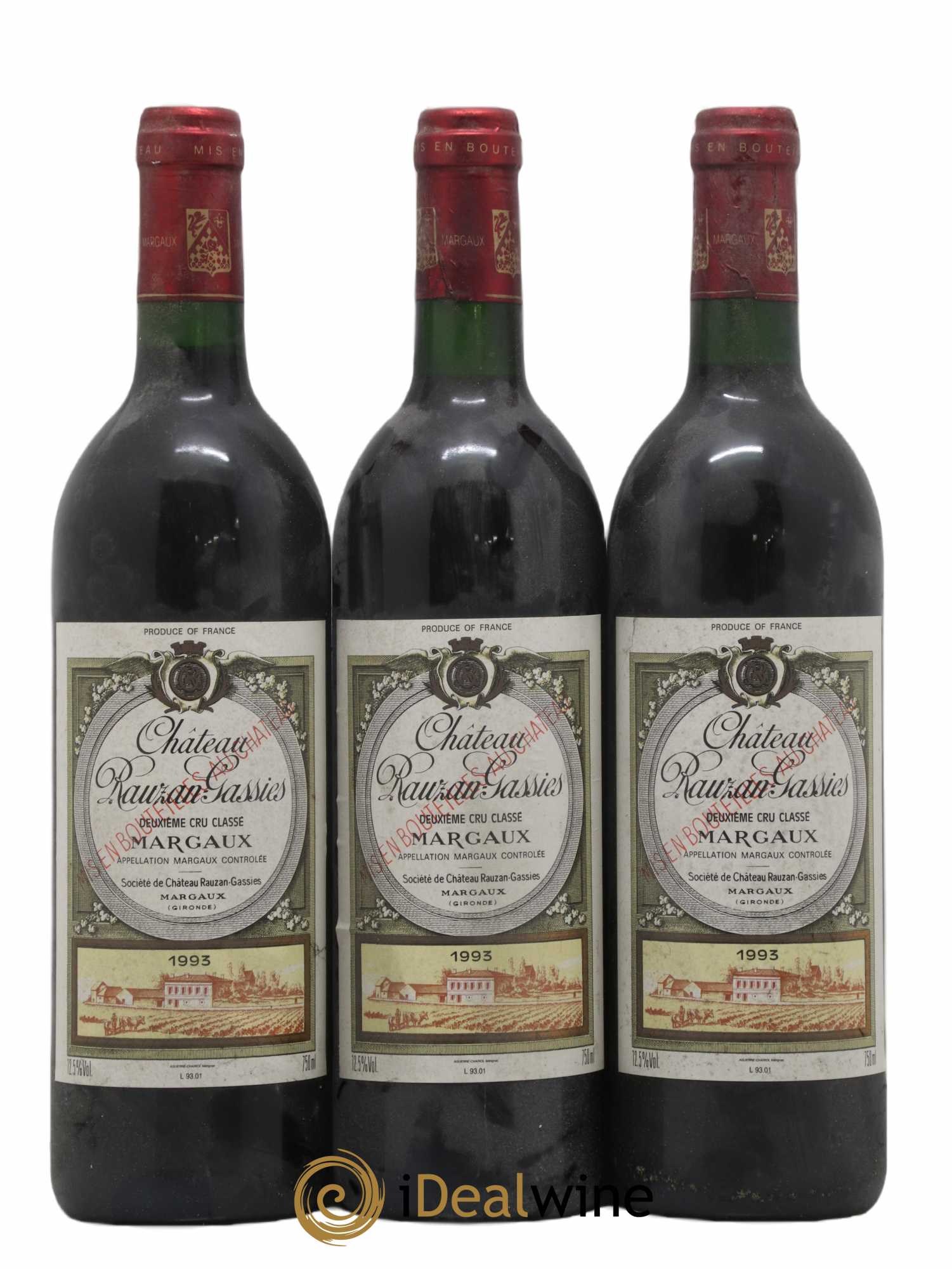 Château Rauzan-Gassies 2ème Grand Cru Classé 1993 - Lot de 3 bouteilles - 0