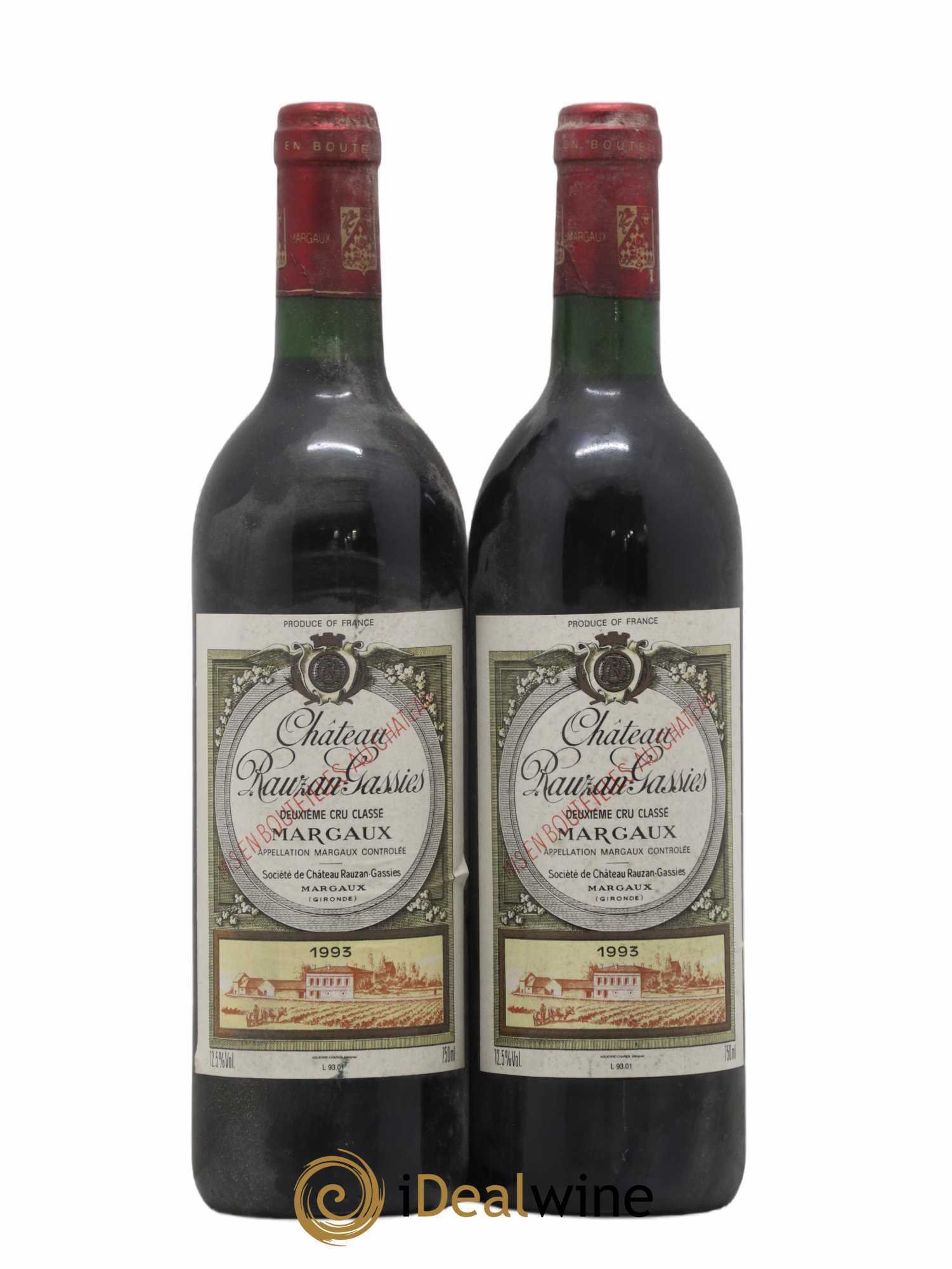 Château Rauzan-Gassies 2ème Grand Cru Classé 1993 - Lot de 2 bouteilles - 0