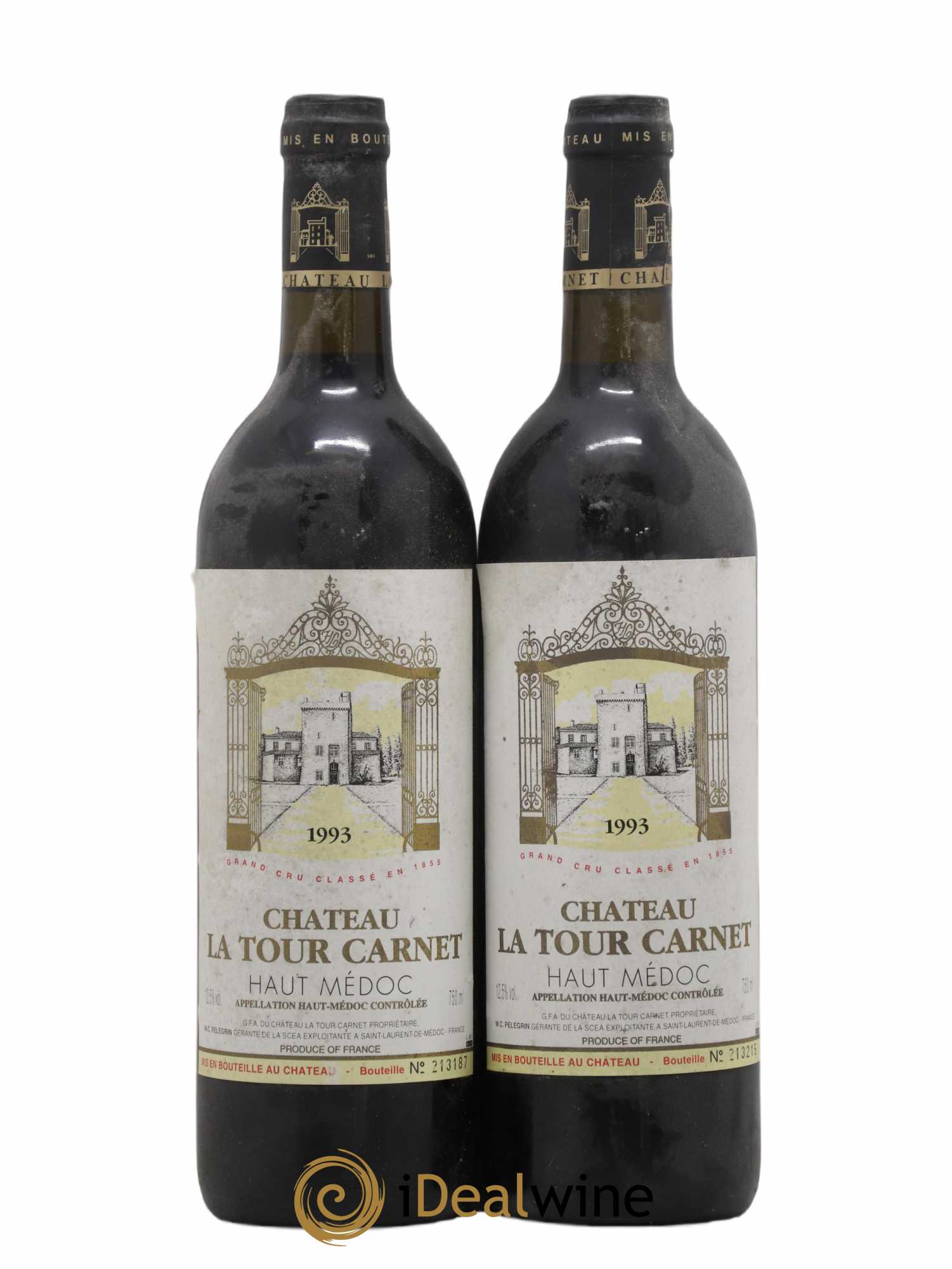 Château la Tour Carnet 4ème Grand Cru Classé 1993 - Lot de 2 bouteilles - 0