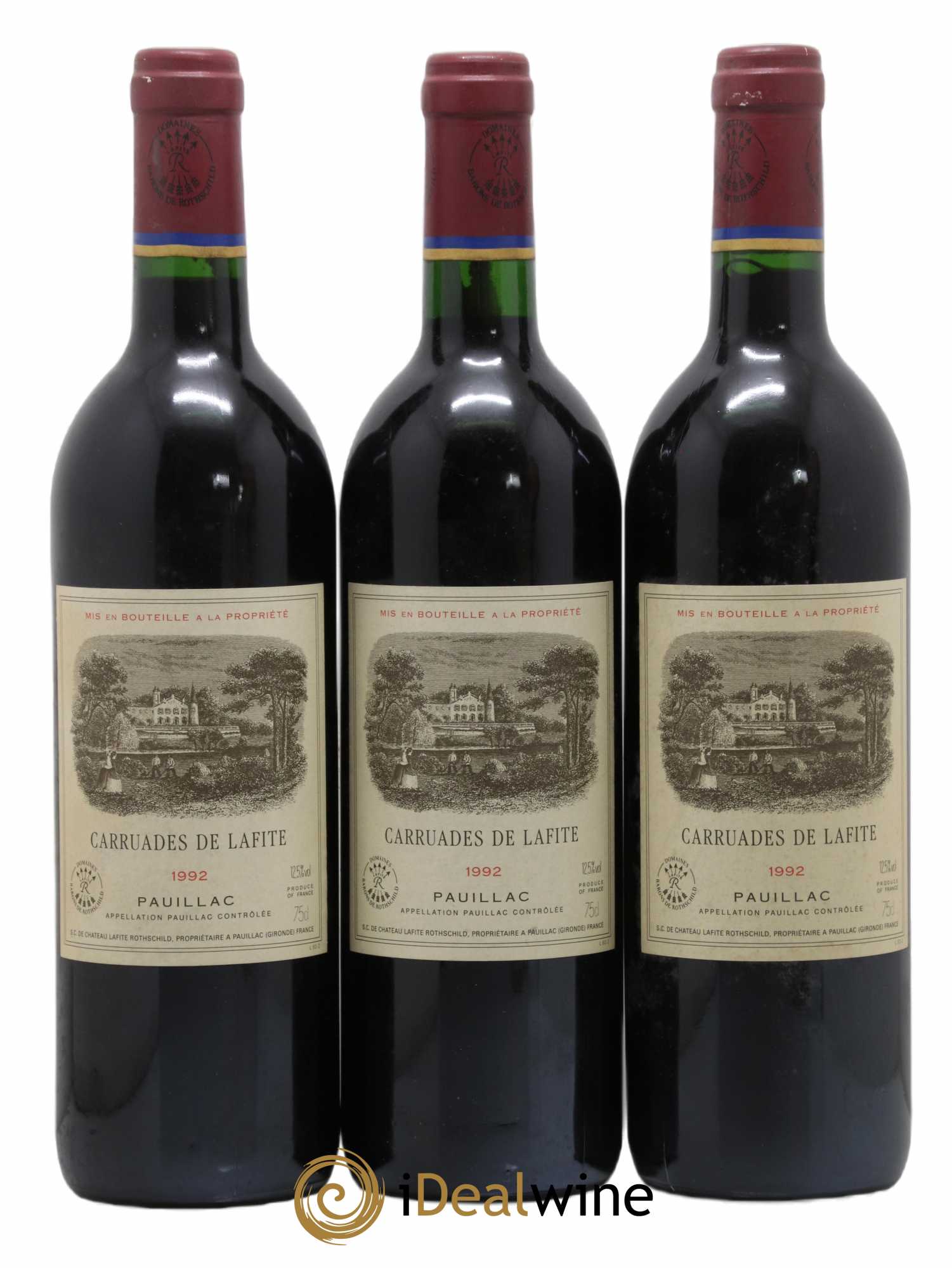 Carruades de Lafite Rothschild Second Vin 1992 - Lot de 3 bouteilles - 0