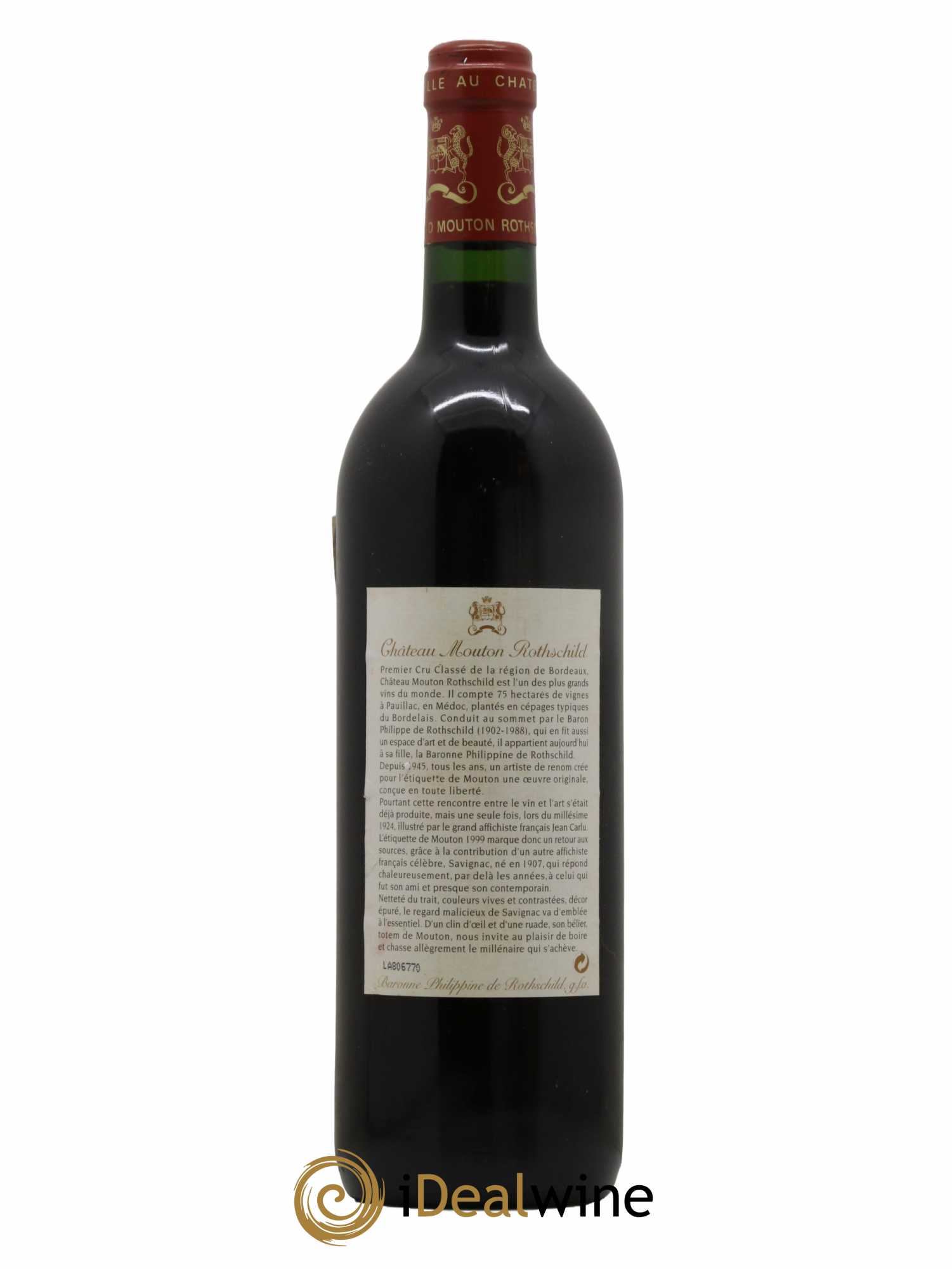 Château Mouton Rothschild 1er Grand Cru Classé 1999 - Lot de 1 bouteille - 1