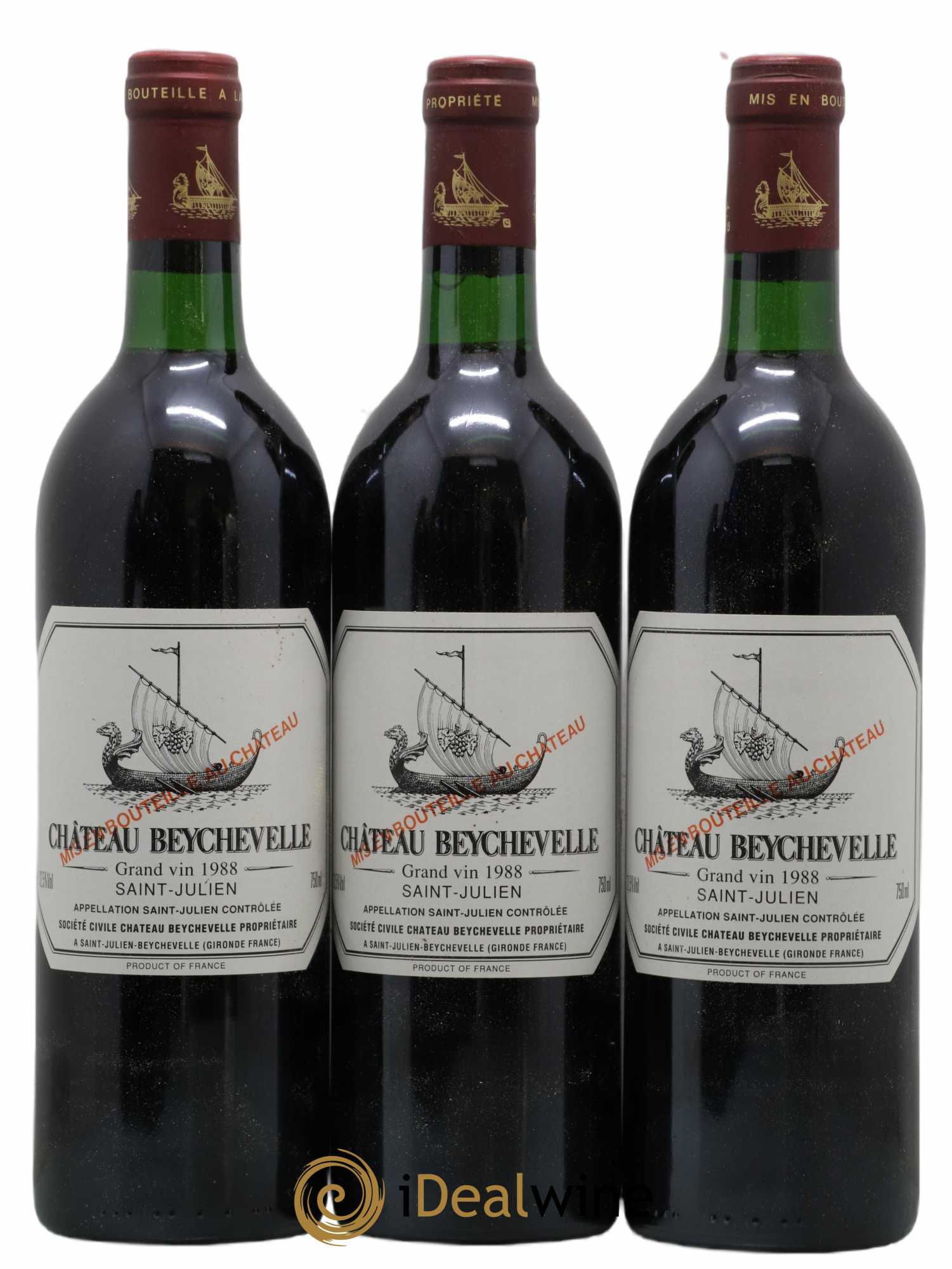 Château Beychevelle 4ème Grand Cru Classé 1988 - Lot de 3 bouteilles - 0