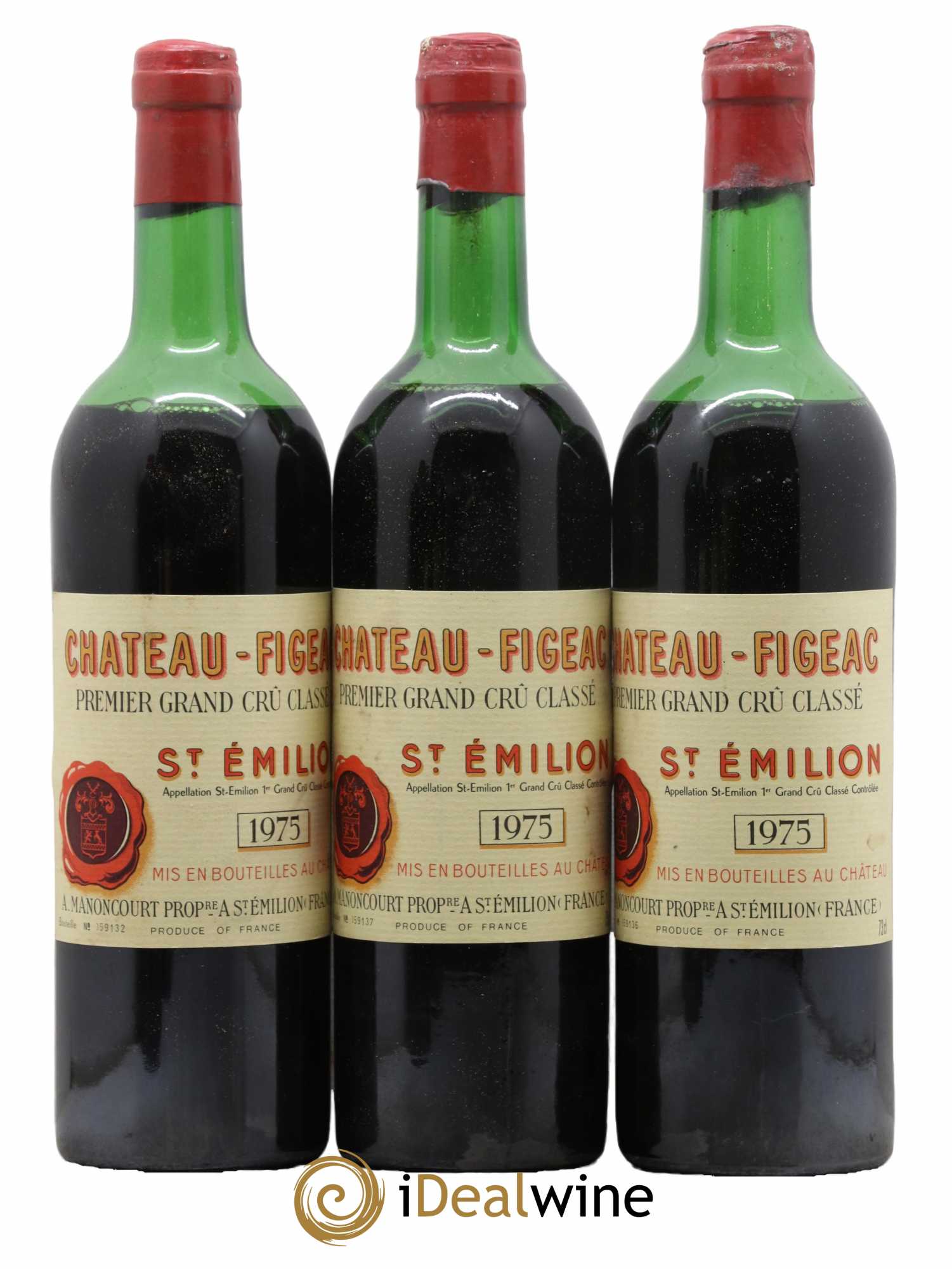 Château Figeac 1er Grand Cru Classé A 1975 - Lot de 3 bouteilles - 0