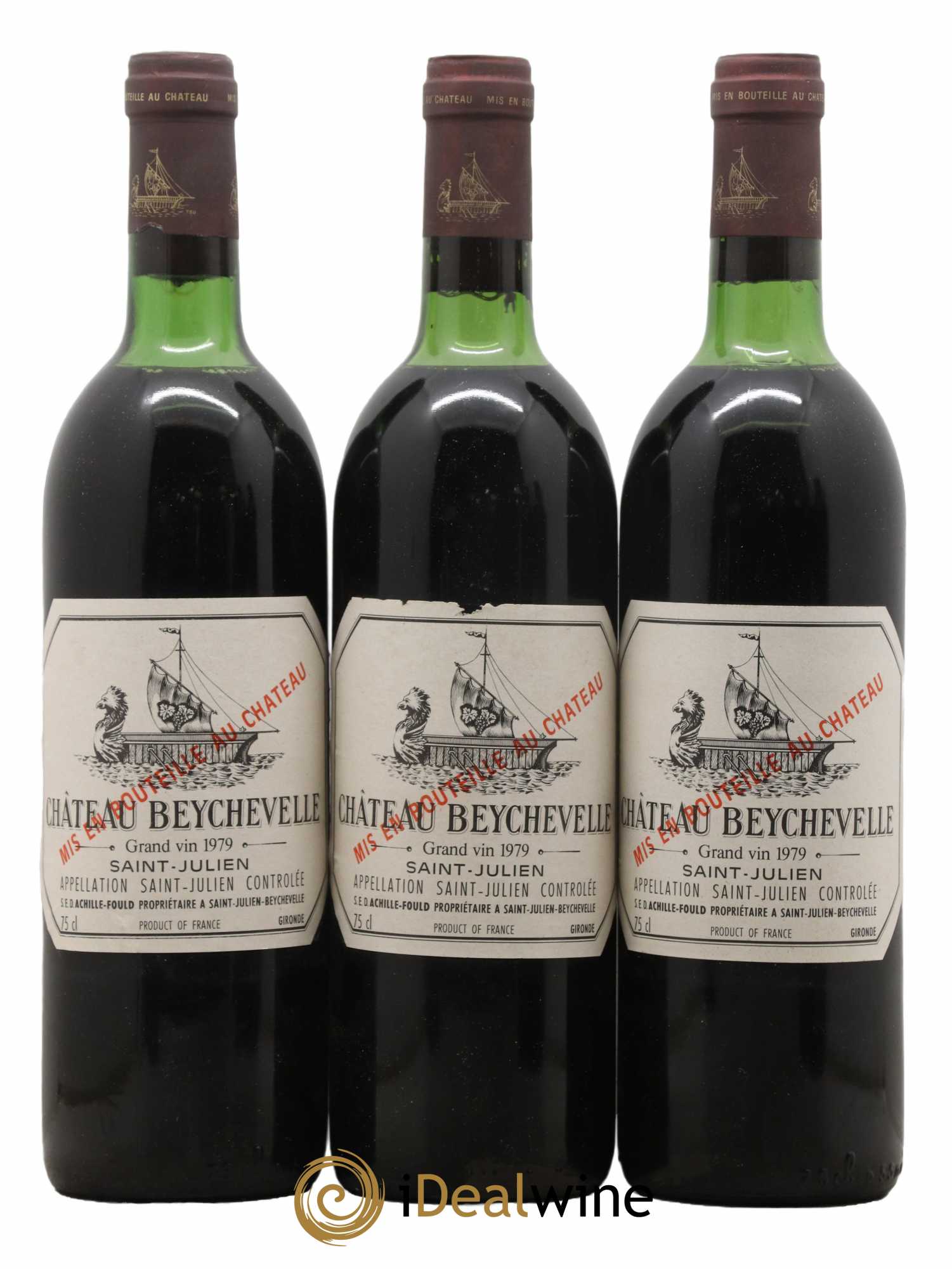 Château Beychevelle 4ème Grand Cru Classé 1979 - Lot de 3 bouteilles - 0