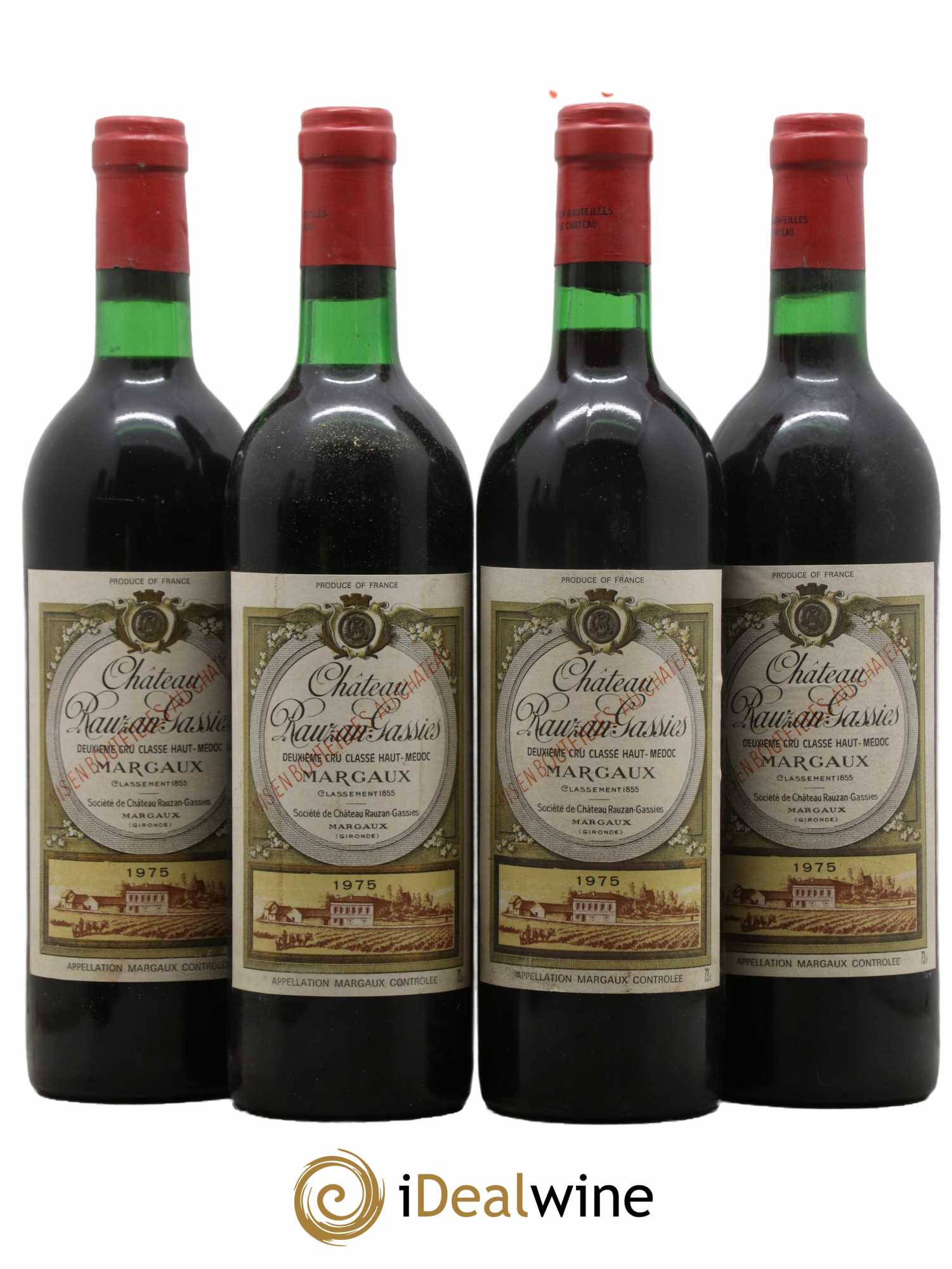 Château Rauzan-Gassies 2ème Grand Cru Classé 1975 - Lot de 4 bouteilles - 0