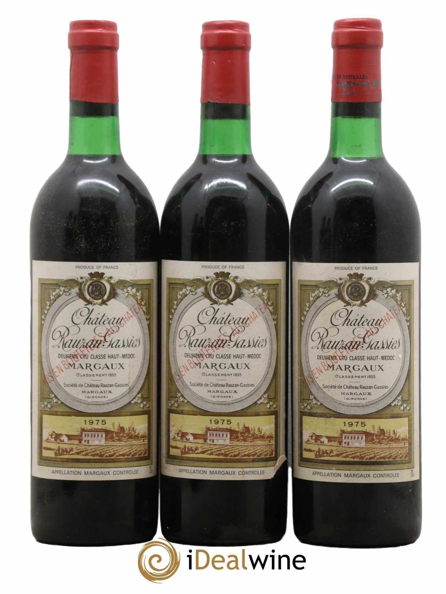 Château Rauzan-Gassies 2ème Grand Cru Classé 1975 - Lot de 3 bouteilles - 0