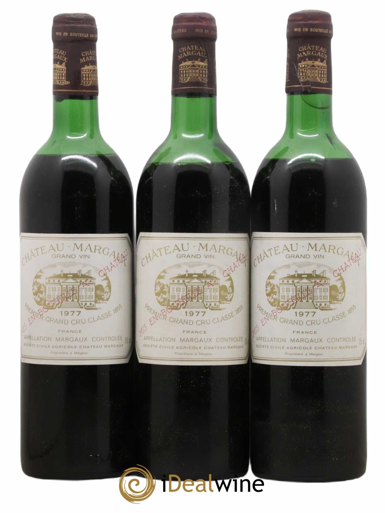 Château Margaux 1er Grand Cru Classé 1977 - Lot de 3 bouteilles - 0
