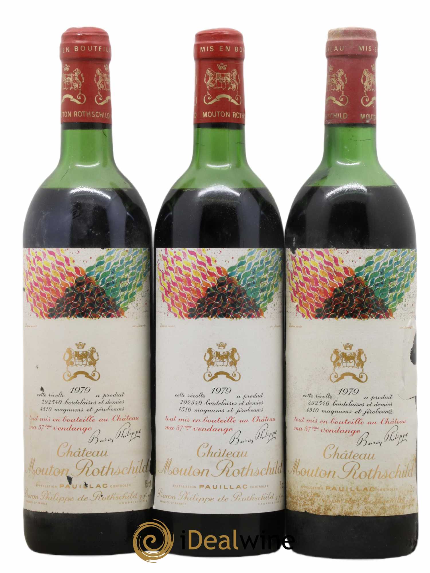 Château Mouton Rothschild 1er Grand Cru Classé 1979 - Lot de 3 bouteilles - 0