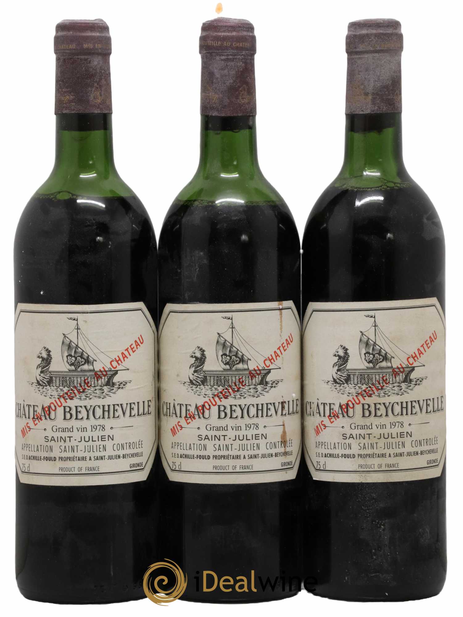 Château Beychevelle 4ème Grand Cru Classé 1978 - Lot de 3 bouteilles - 0