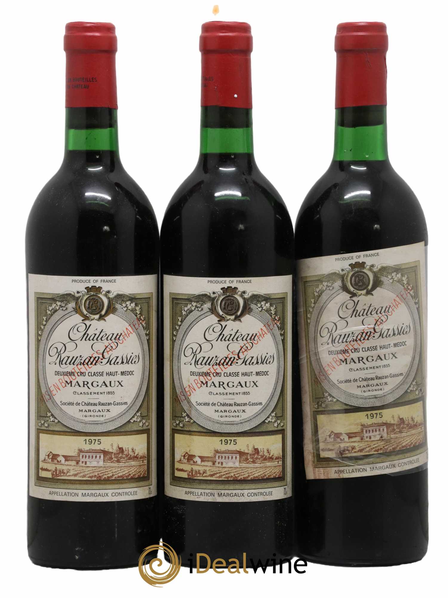 Château Rauzan-Gassies 2ème Grand Cru Classé 1975 - Lot de 3 bouteilles - 0