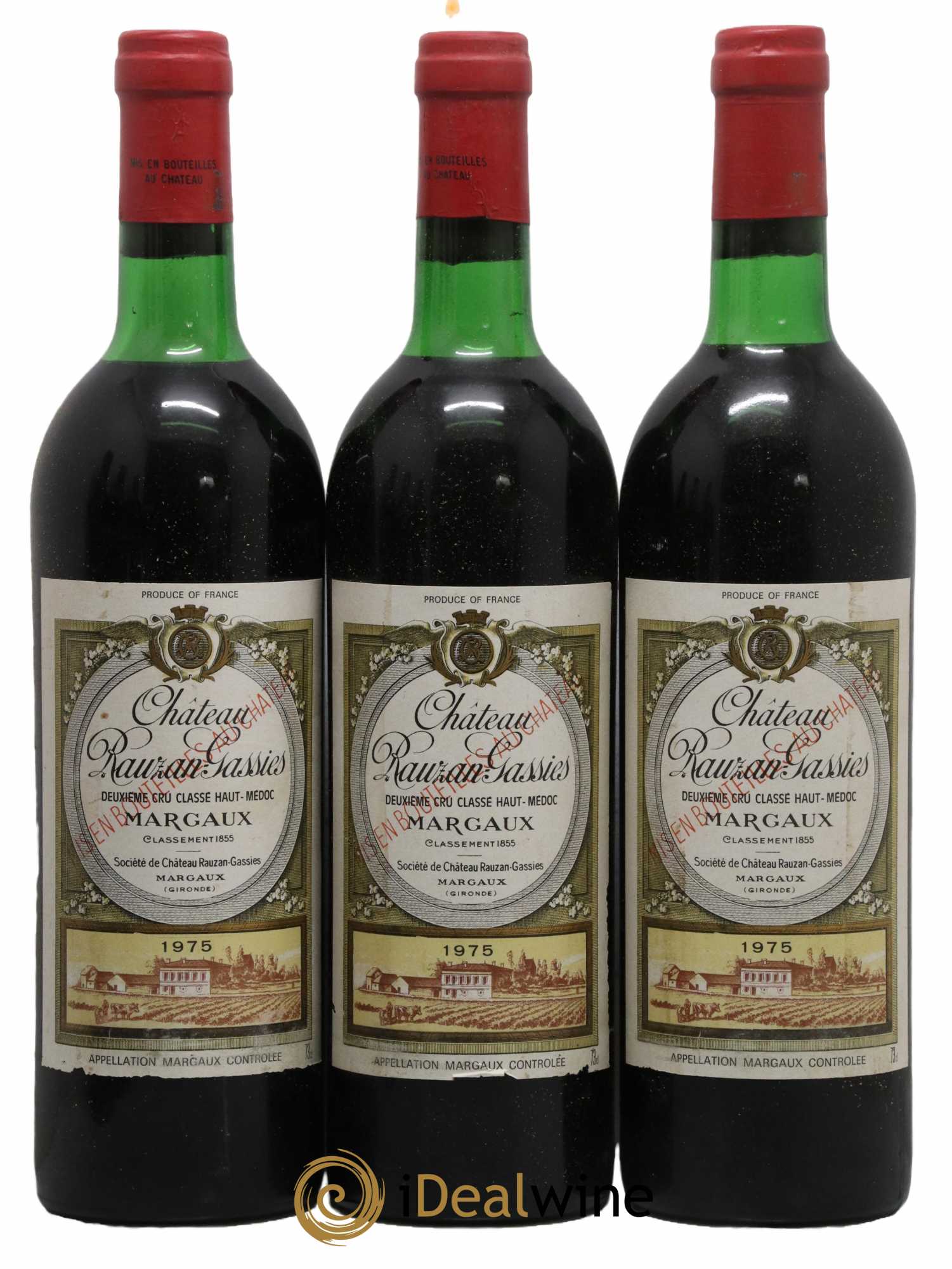 Château Rauzan-Gassies 2ème Grand Cru Classé 1975 - Lot de 3 bouteilles - 0