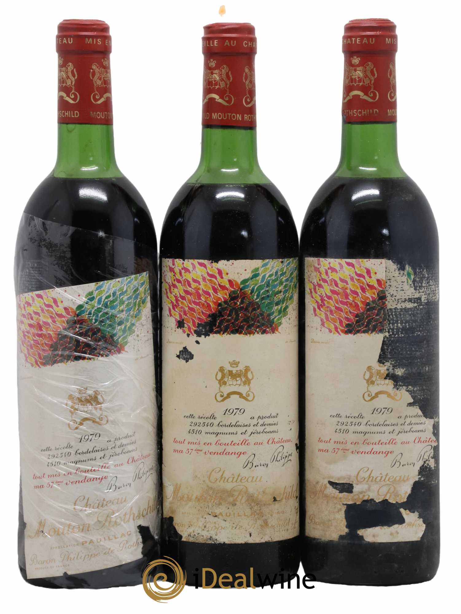 Château Mouton Rothschild 1er Grand Cru Classé 1979 - Lot de 3 bouteilles - 0
