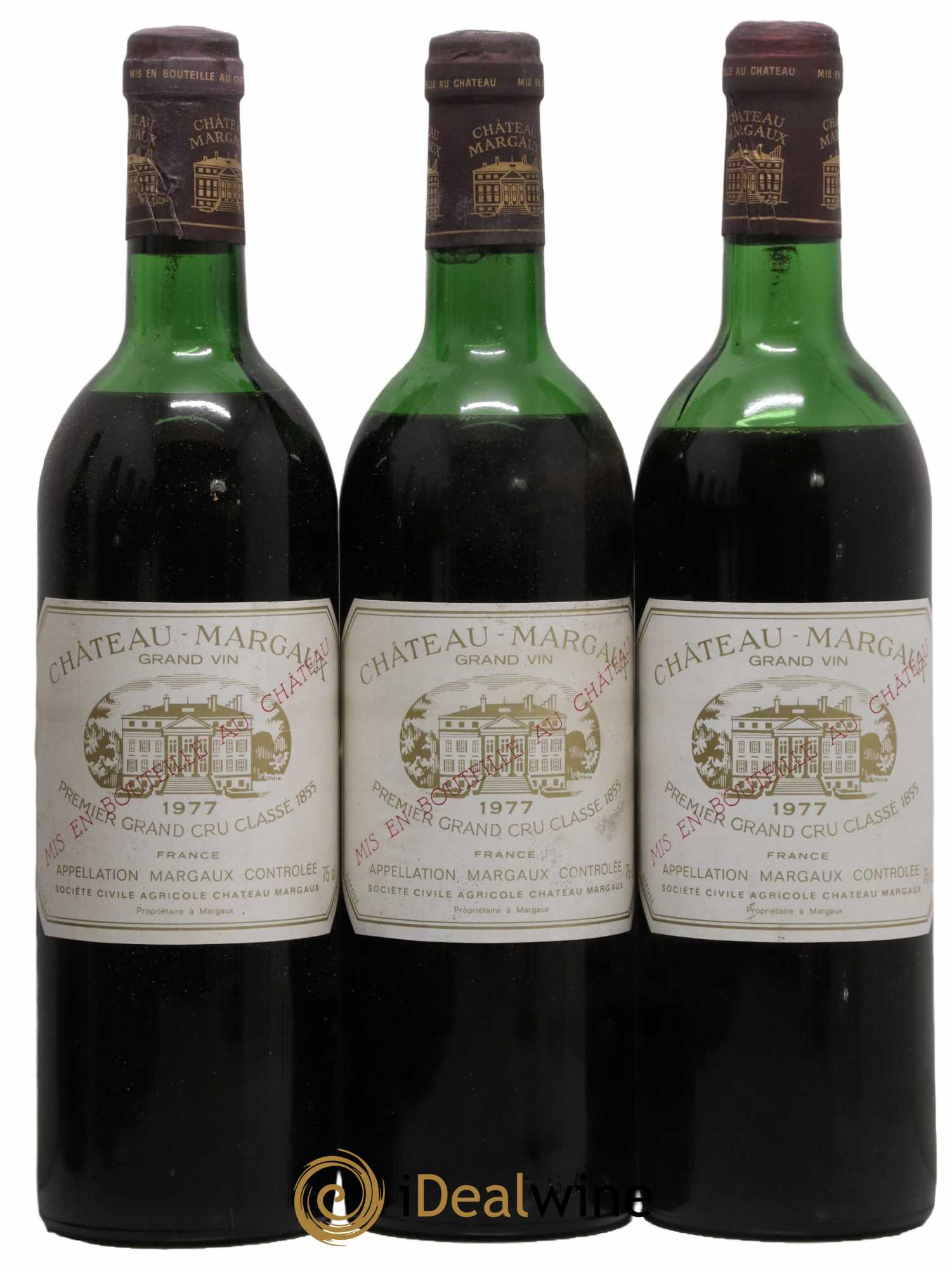 Château Margaux 1er Grand Cru Classé 1977 - Lot de 3 bouteilles - 0