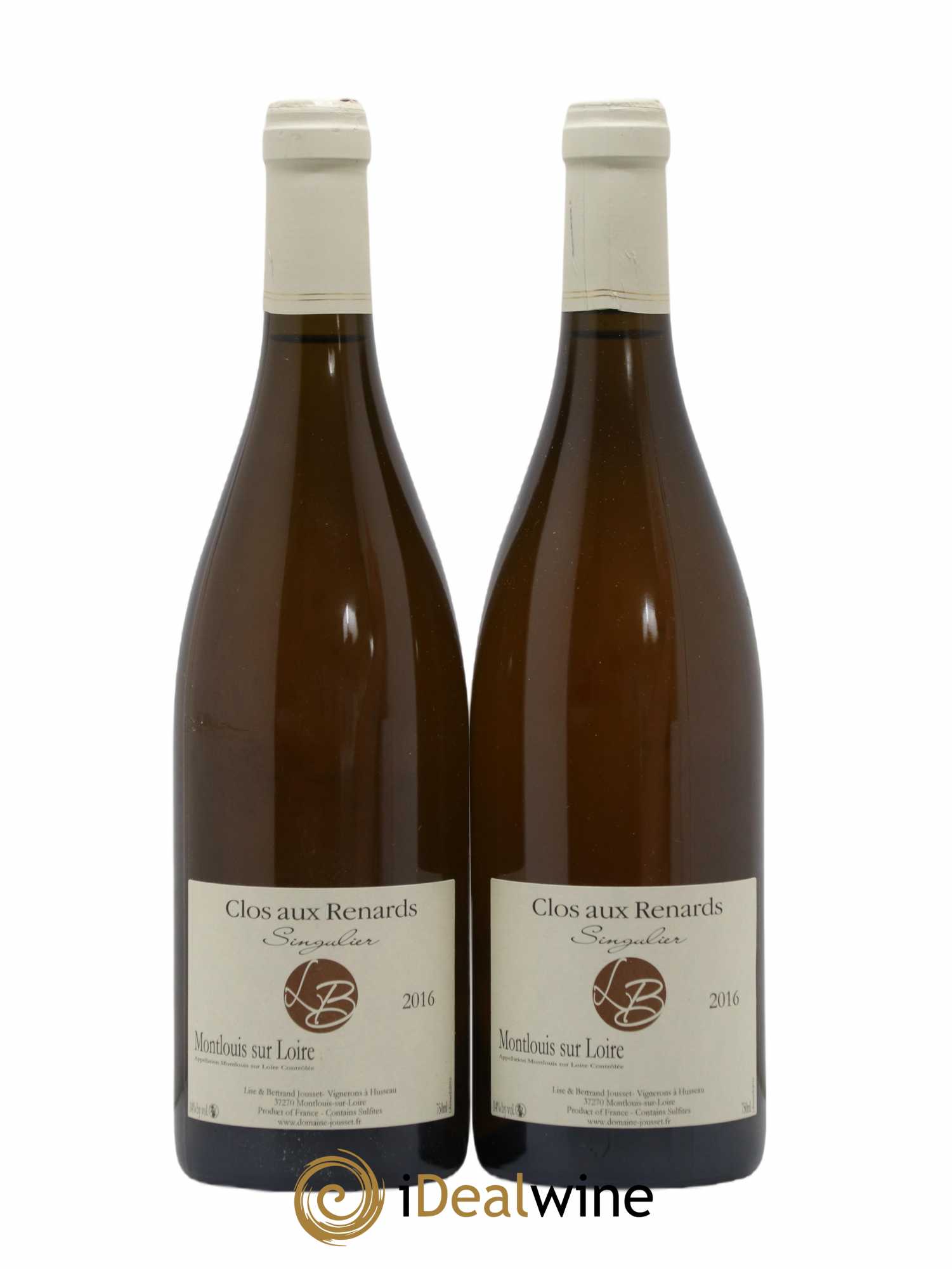 Montlouis-sur-Loire Clos aux Renards Singulier Lise et Bertrand Jousset 2016 - Lot de 2 bouteilles - 0
