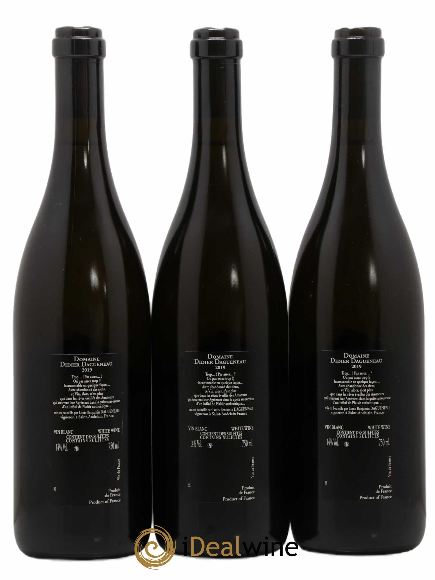 Vin de France (anciennement Pouilly-Fumé) Silex Dagueneau (Domaine Didier - Louis-Benjamin) 2019 - Lot de 3 bouteilles - 1