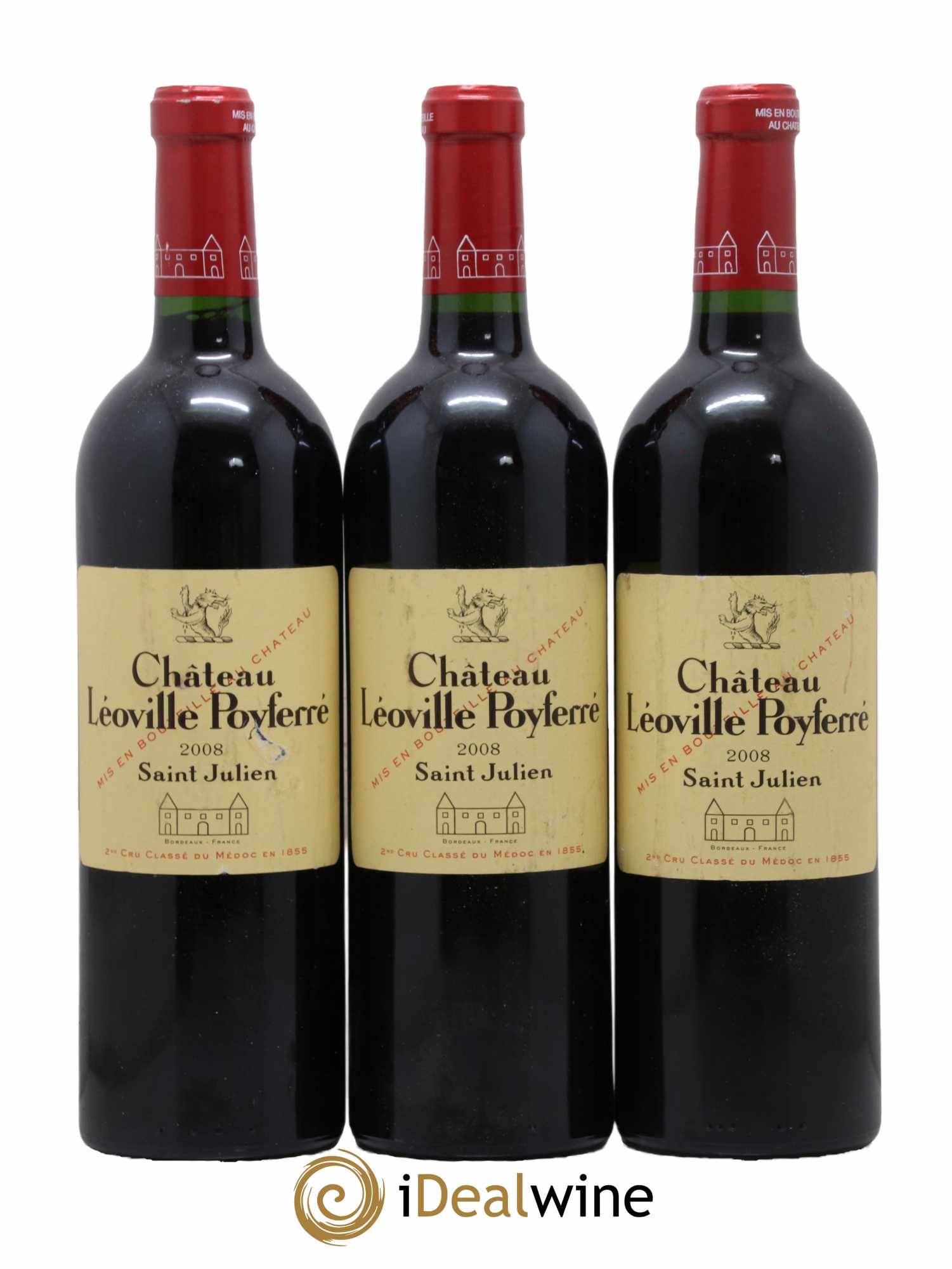 Château Léoville Poyferré 2ème Grand Cru Classé 2008 - Lot of 3 bottles - 0