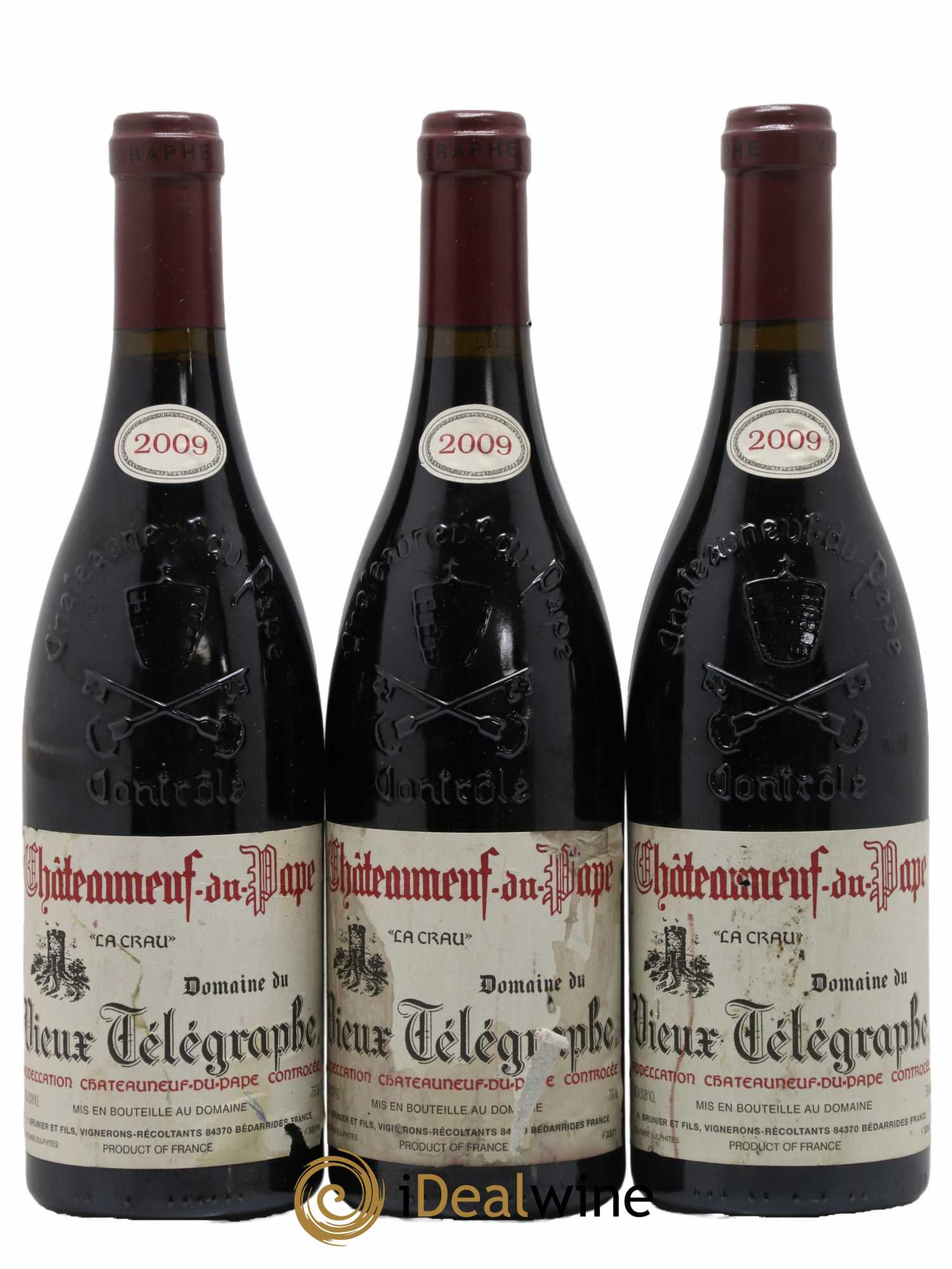 Châteauneuf-du-Pape Vieux Télégraphe (Domaine du) Vignobles Brunier 2009 - Lot de 3 bouteilles - 0