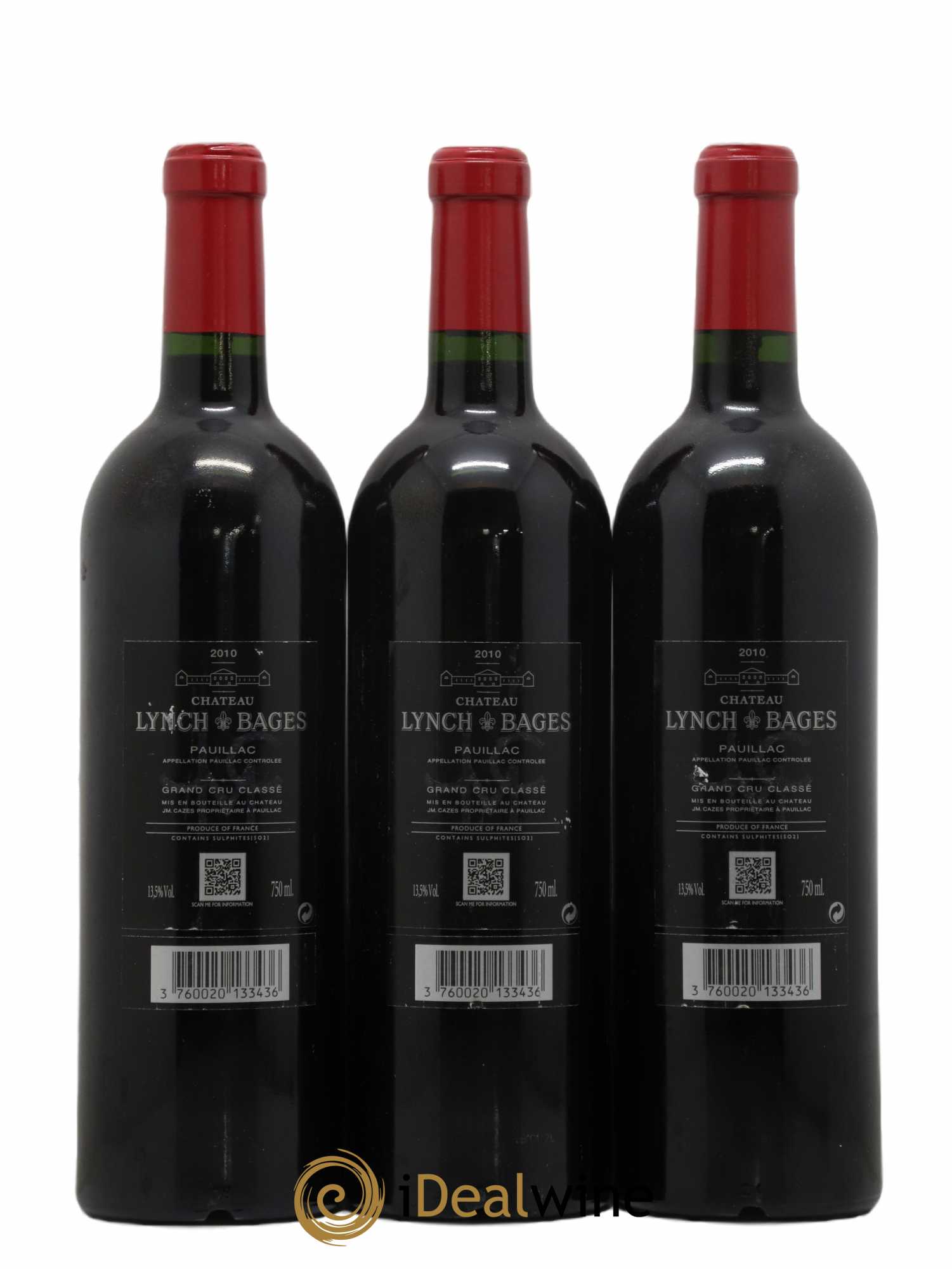 Château Lynch Bages 5ème Grand Cru Classé 2010 - Lot de 3 bouteilles - 1