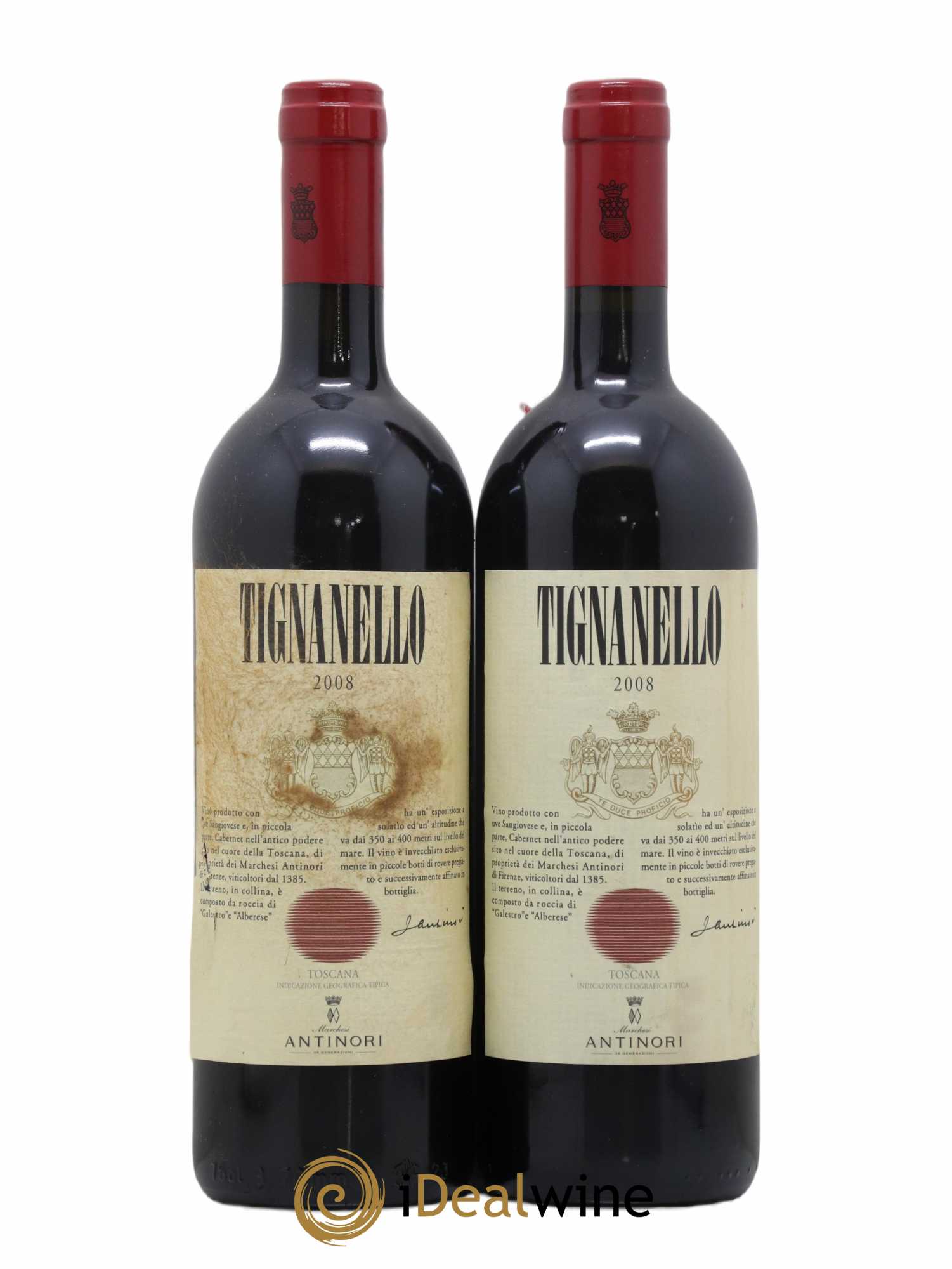 Toscana IGT Tignanello Tenuta Tignanello - Marchesi Antinori 2008 - Lot de 2 bouteilles - 0