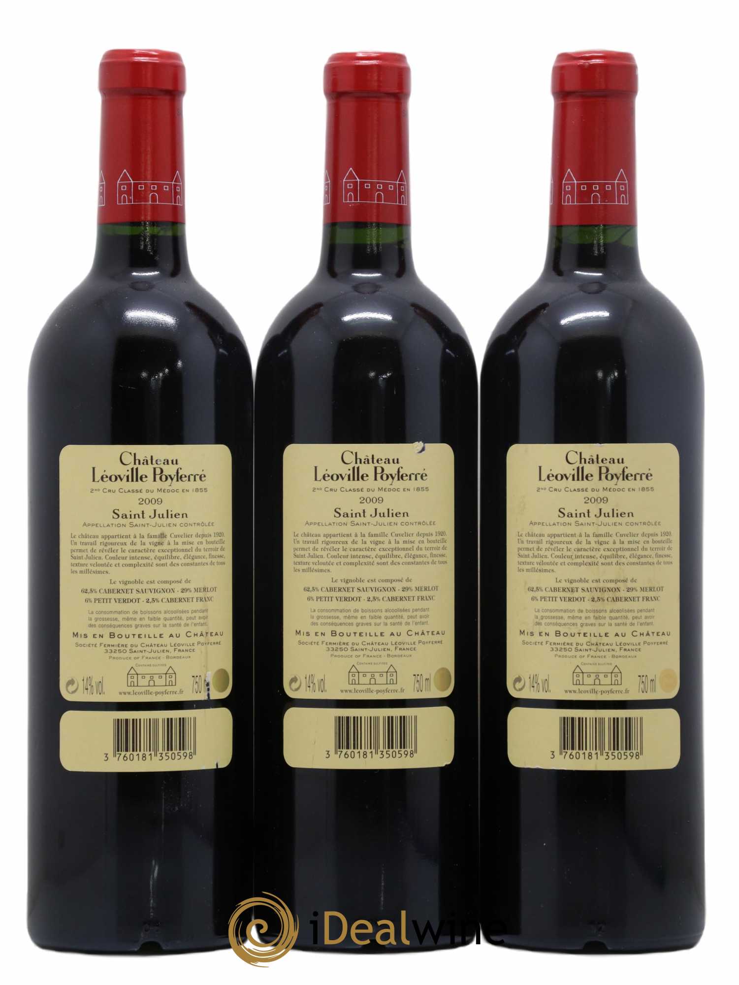 Château Léoville Poyferré 2ème Grand Cru Classé 2009 - Posten von 3 Flaschen - 1