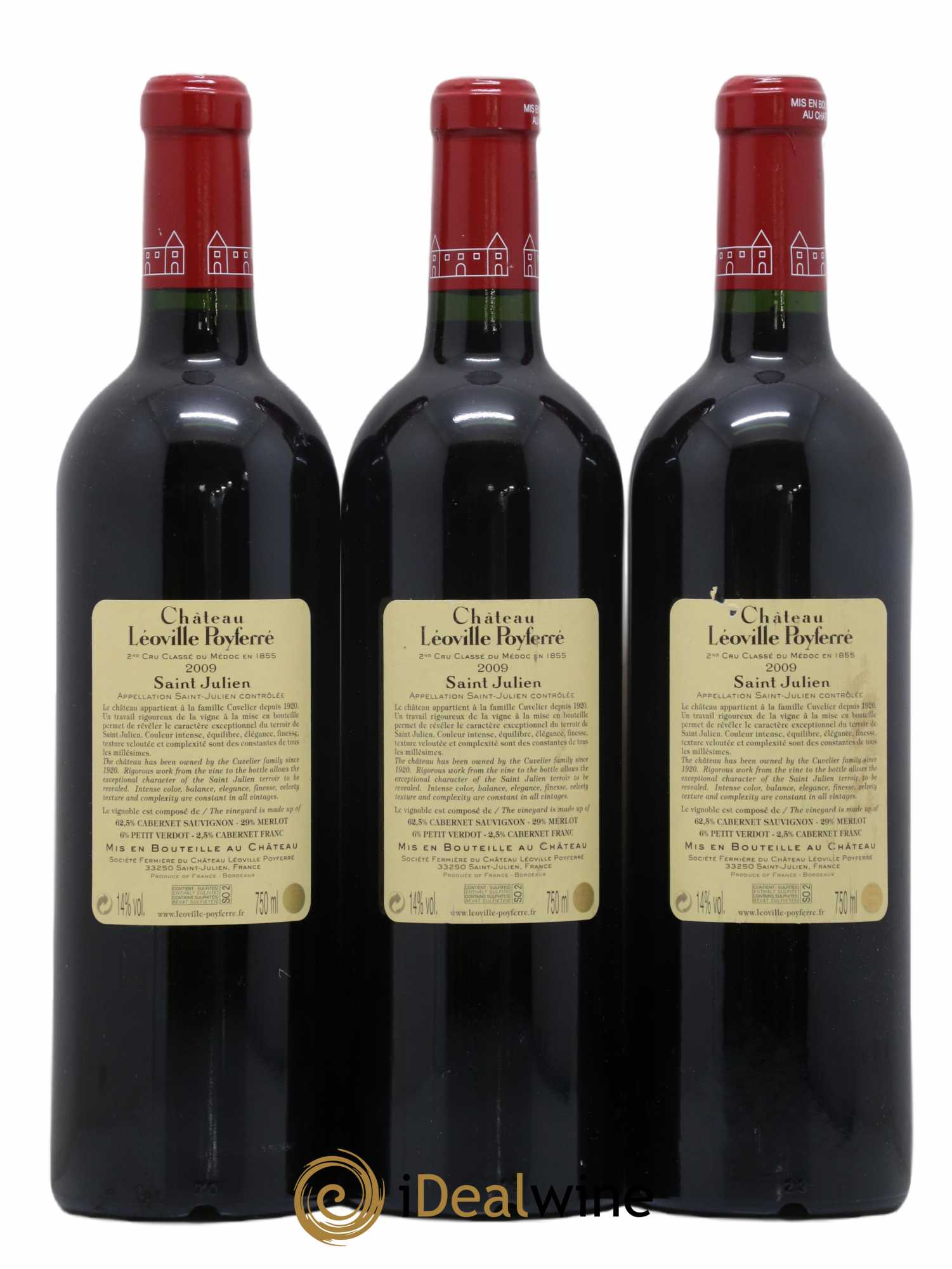 Château Léoville Poyferré 2ème Grand Cru Classé 2009 - Lot de 3 bouteilles - 1