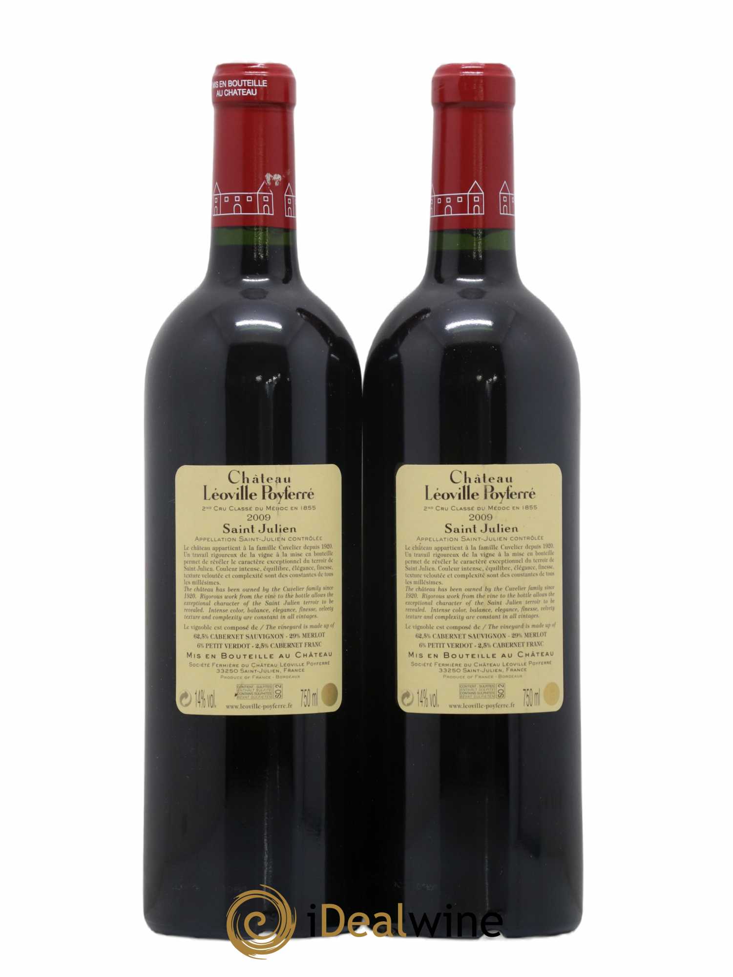Château Léoville Poyferré 2ème Grand Cru Classé 2009 - Lot of 2 bottles - 1