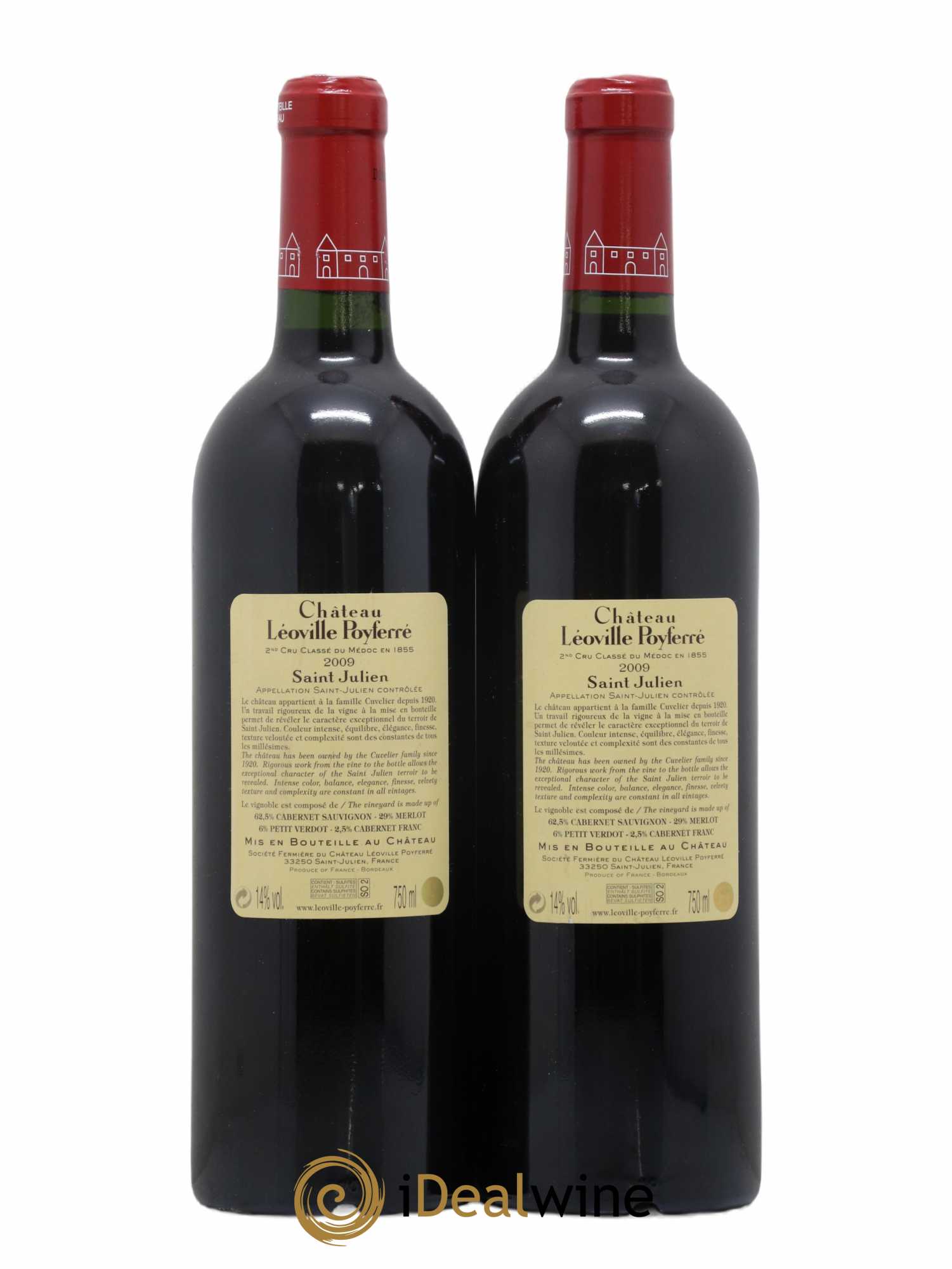 Château Léoville Poyferré 2ème Grand Cru Classé 2009 - Lot of 2 bottles - 1