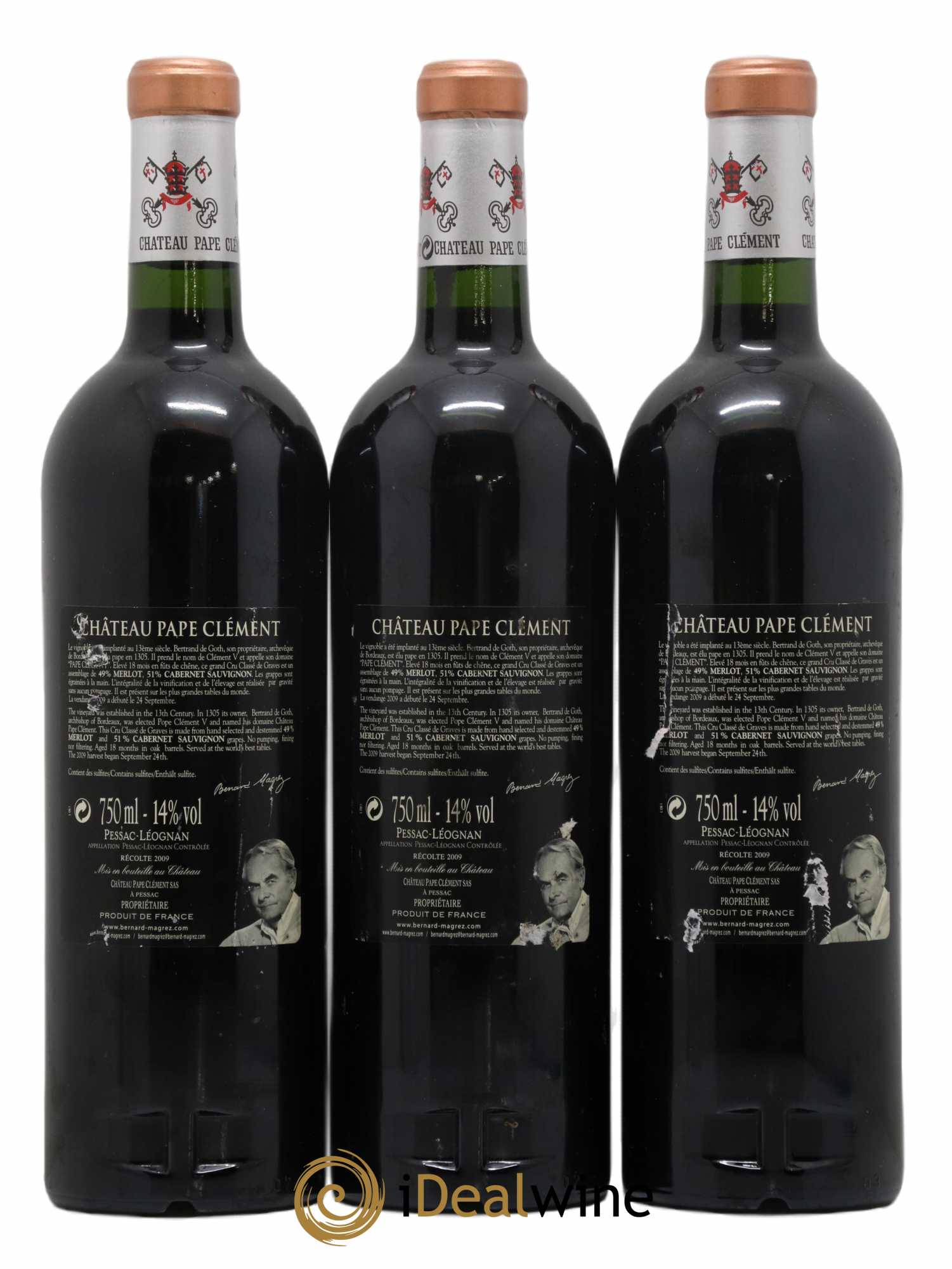 Château Pape Clément Cru Classé de Graves 2009 - Lotto di 3 bottiglie - 1