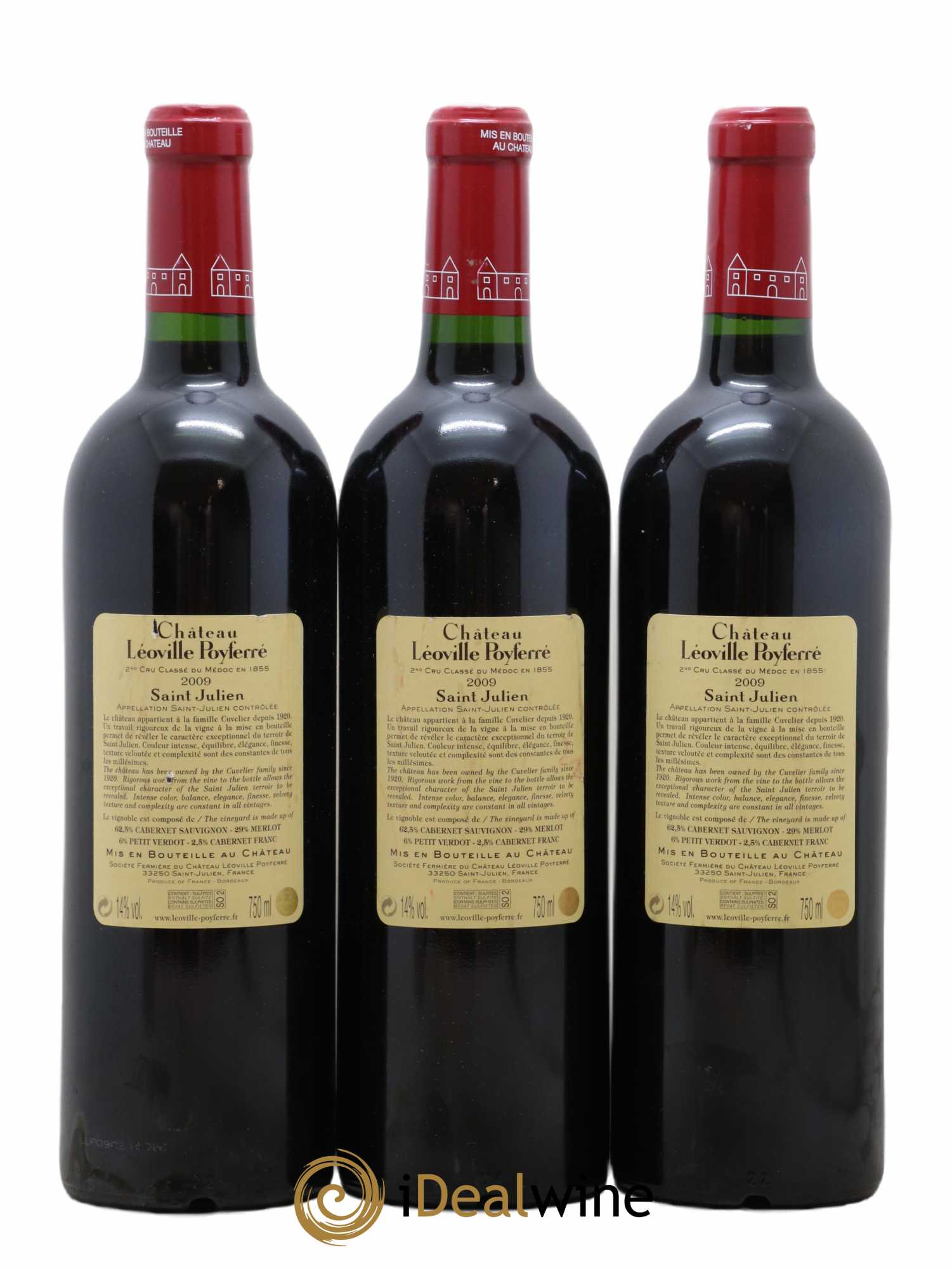 Château Léoville Poyferré 2ème Grand Cru Classé 2009 - Lot of 3 bottles - 1